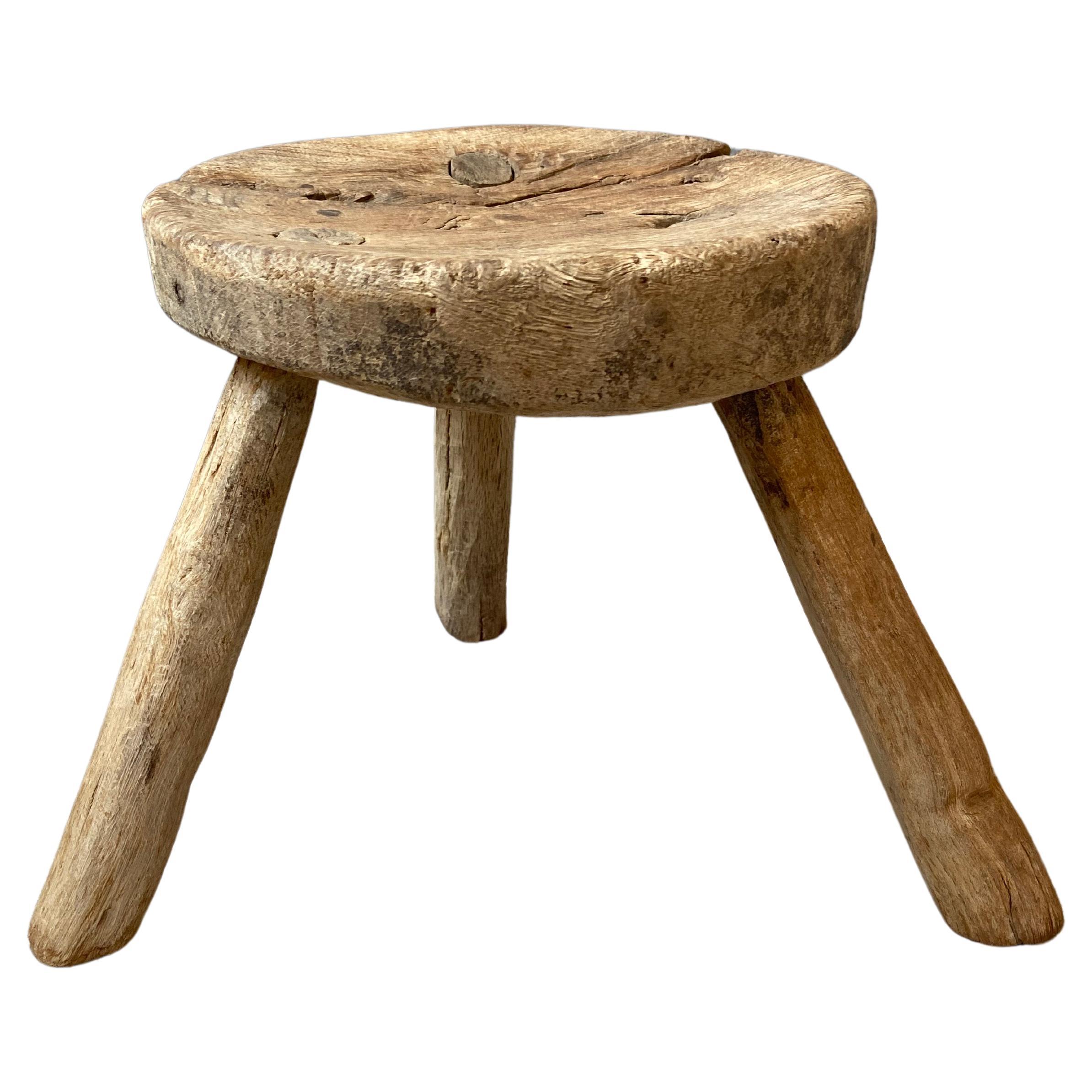 Mesquite Hardwood Stool From Guanajuato, Mexico, Circa 1940´s For Sale