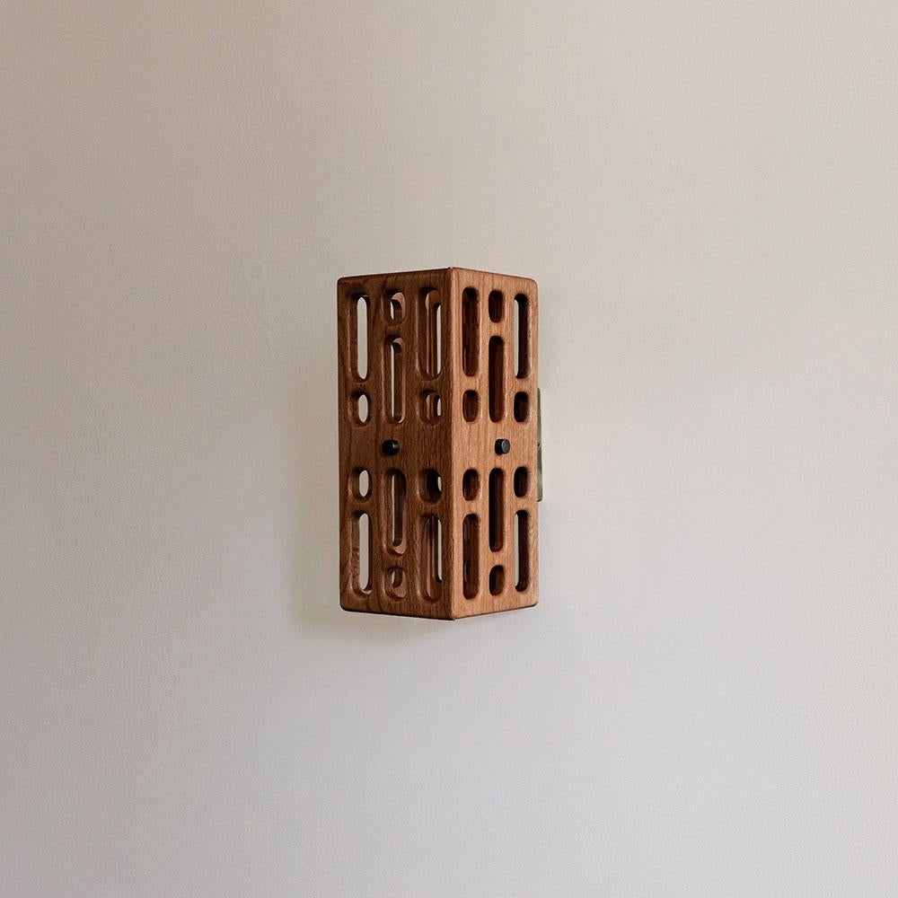 Mesquite Latticework Wood Sconce, Small, Celosía Collection In New Condition For Sale In New York, NY