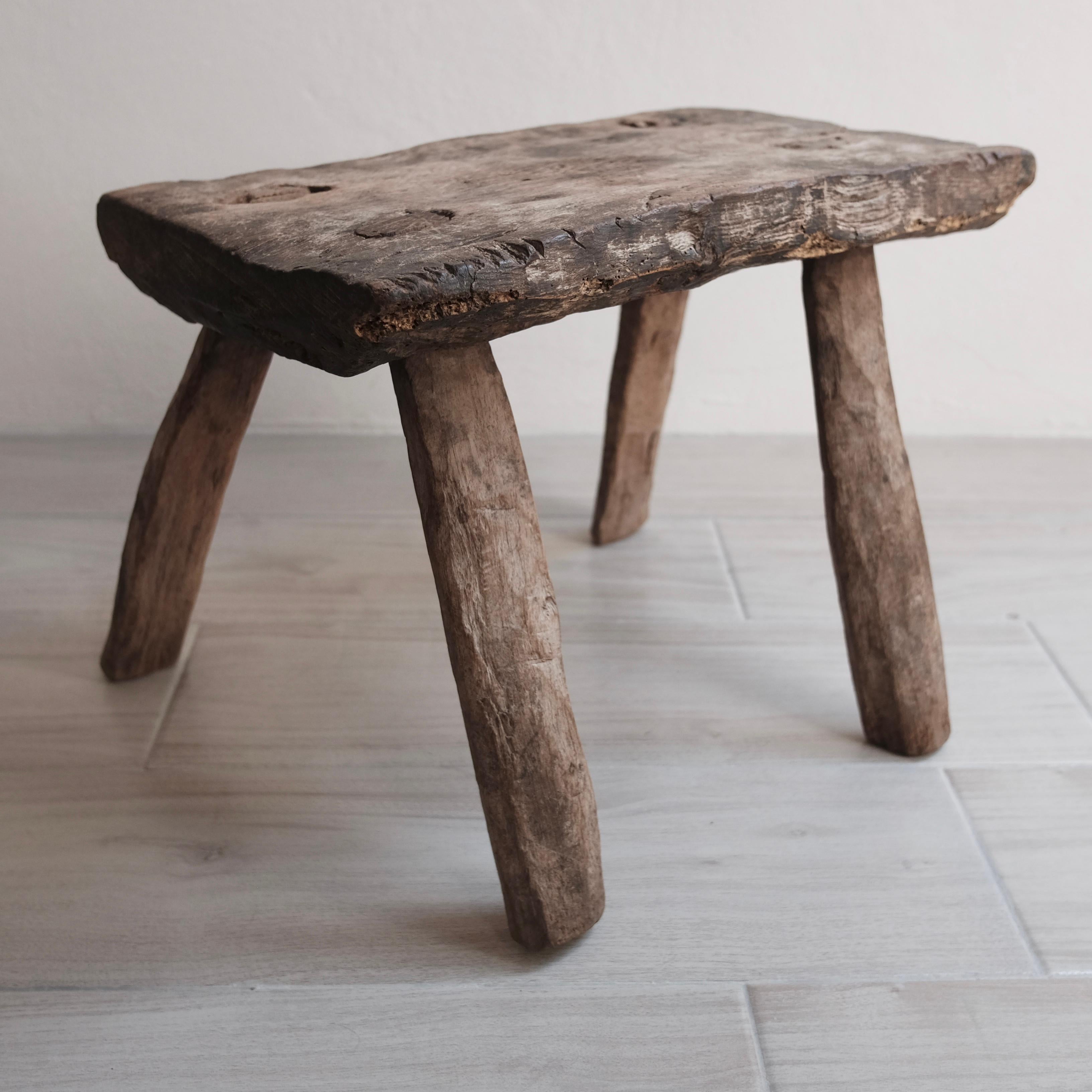 Mid-20th Century Mesquite Milking Stool from Mexico, circa 1940s