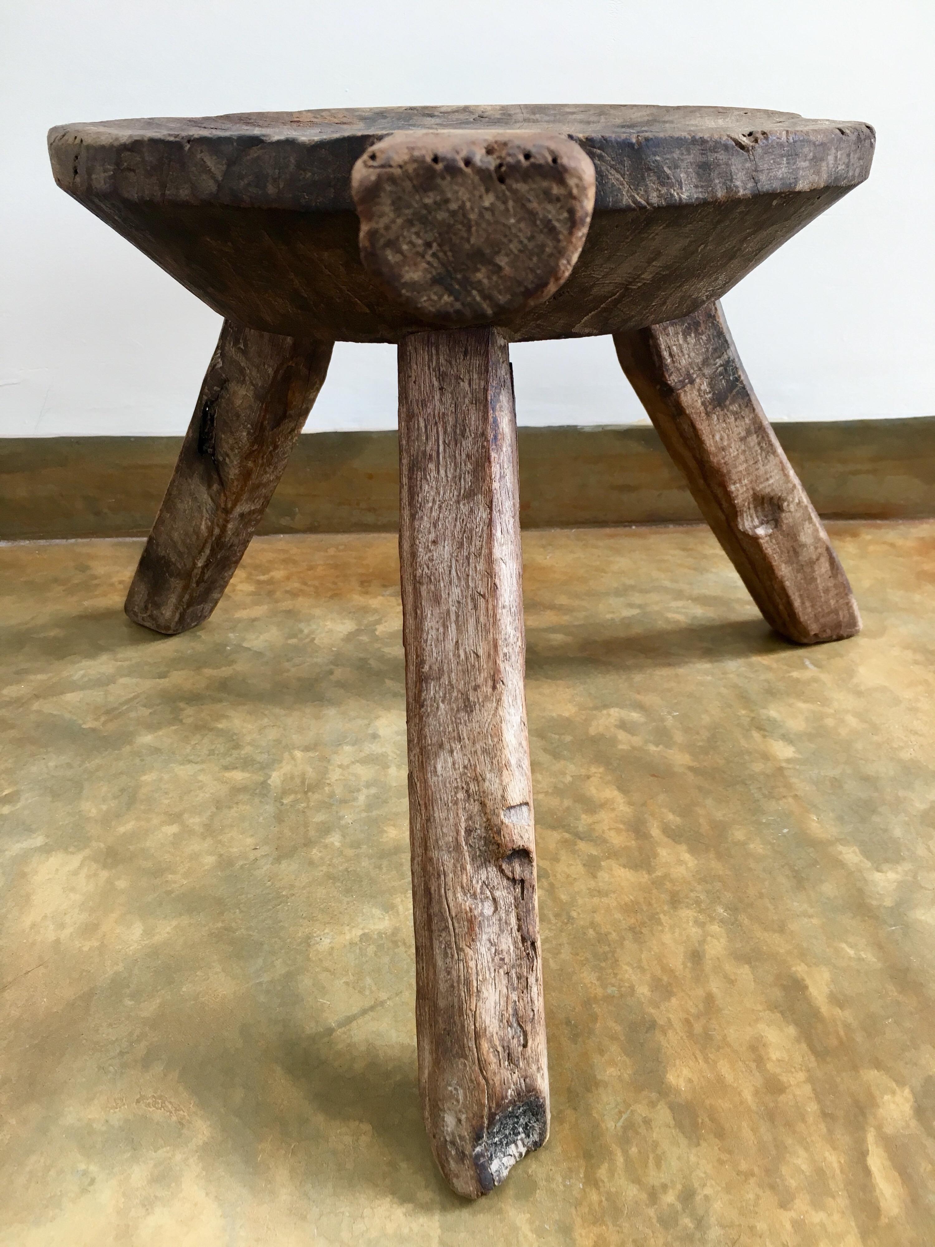 20th Century Mesquite Stool, 1940s, Mexico