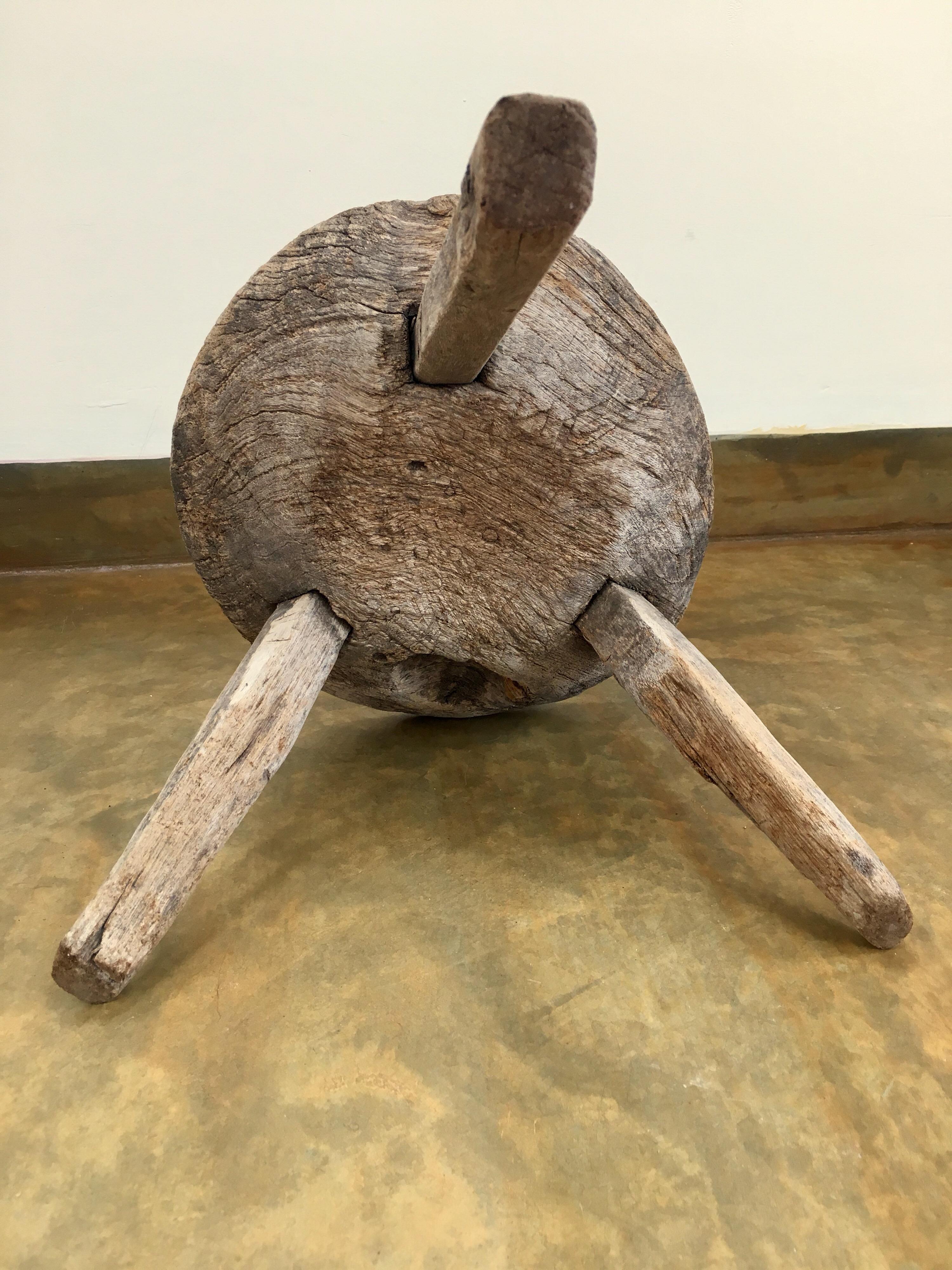 Hardwood Mesquite Stool 1940s Mexico