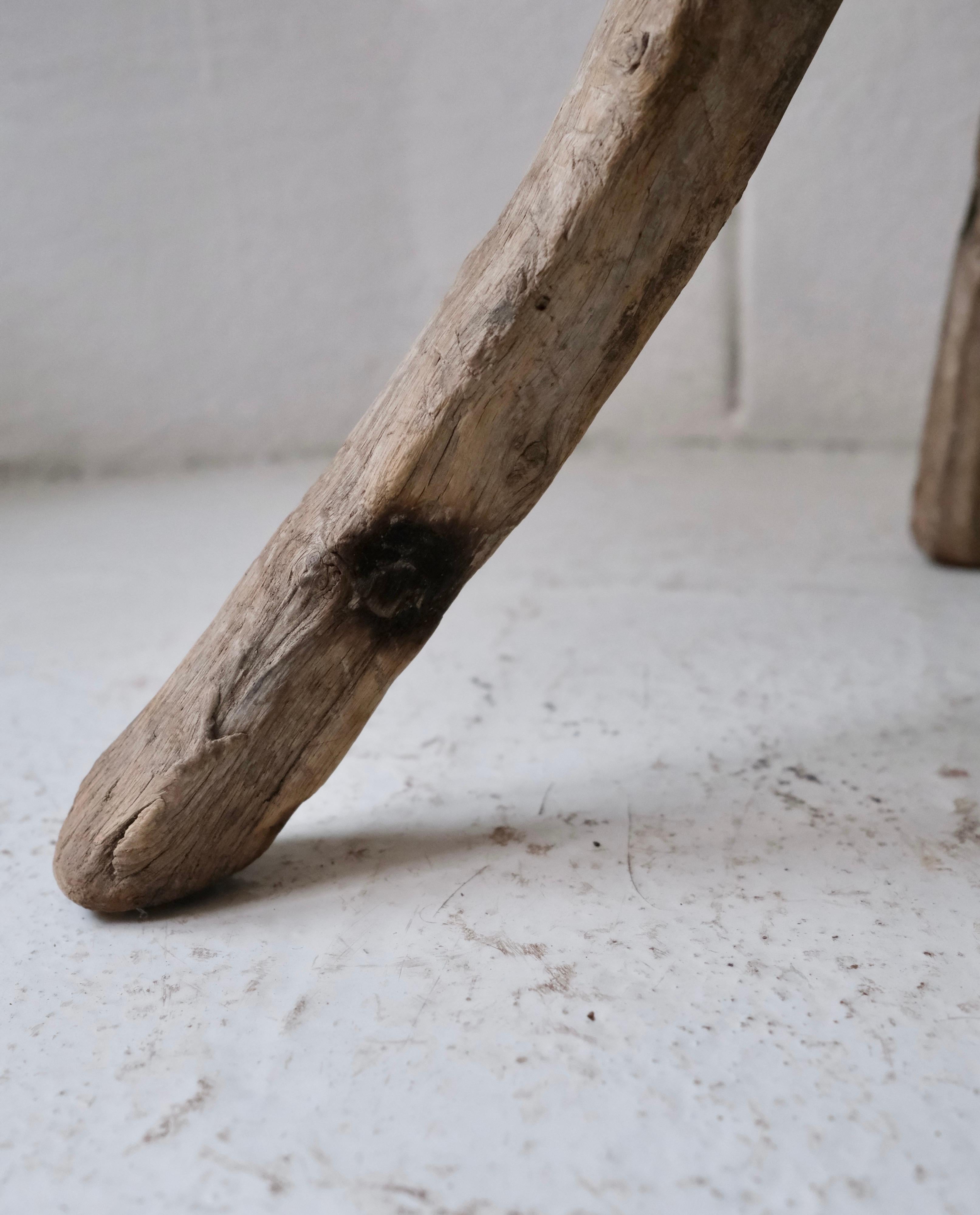 Hand-Carved Mesquite Stool from Guanajuato, Mexico, Circa 1950's