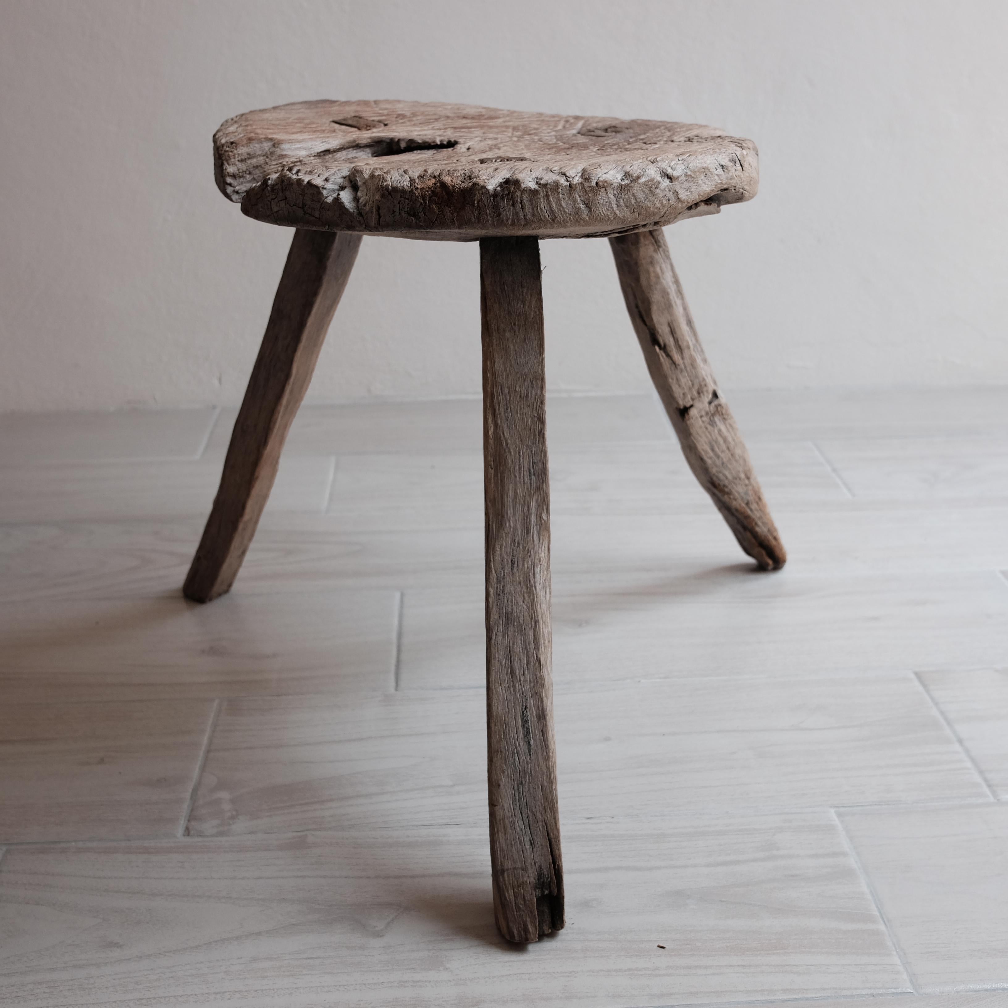 Hand-Crafted Mesquite Stool from Mexico, 1950s