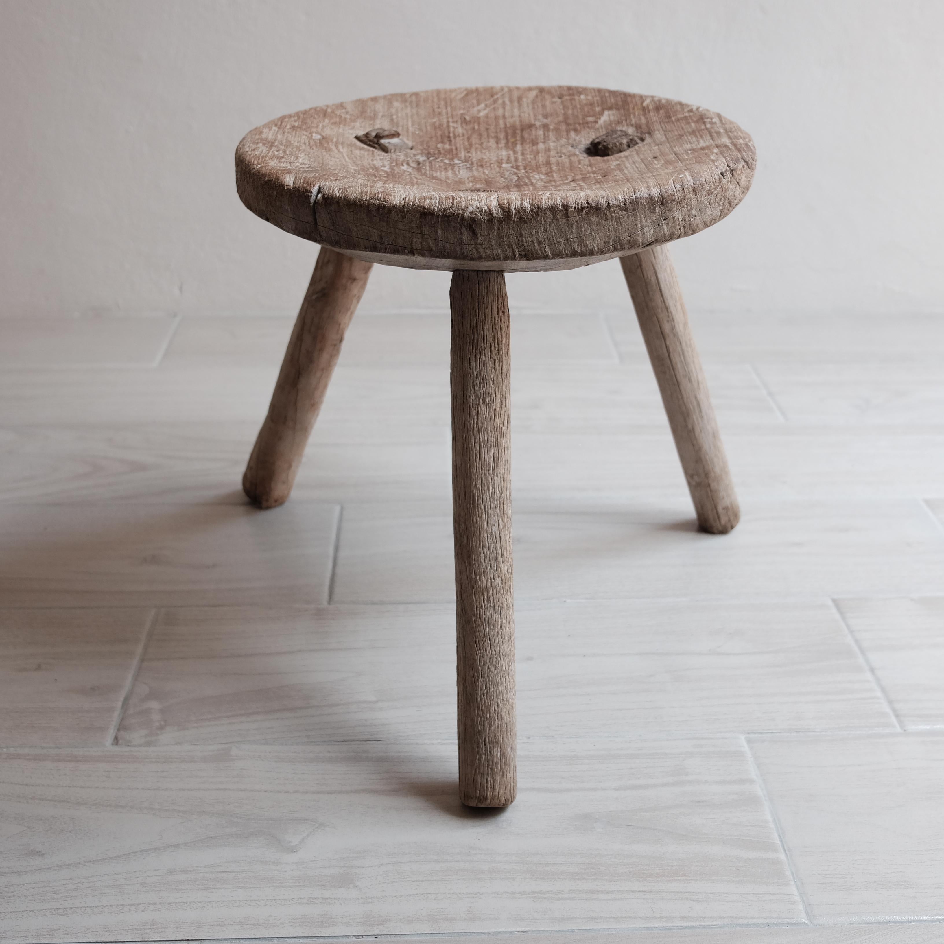 Rustic Mesquite Stool from Mexico, 1960s