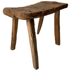 Vintage Mesquite Stool from Mexico, circa 1930s