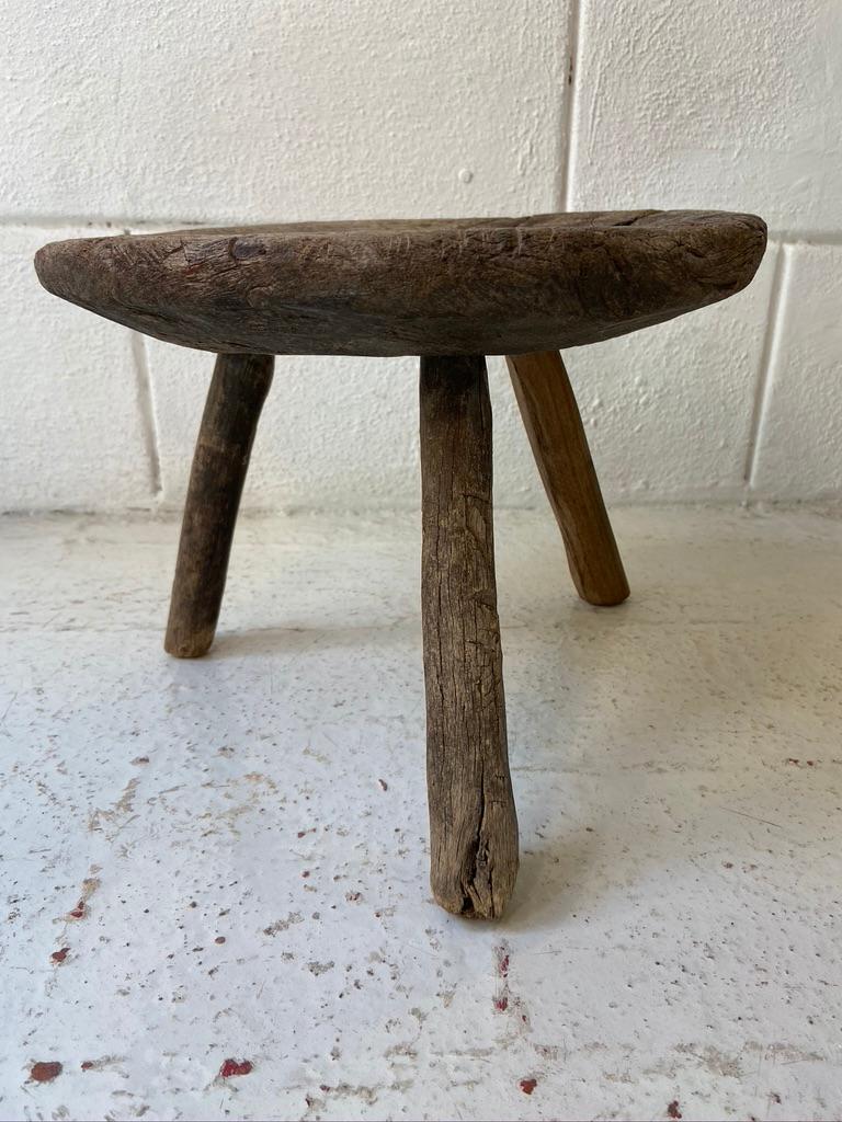 Rustic Mesquite Stool from Mexico, circa 1940s