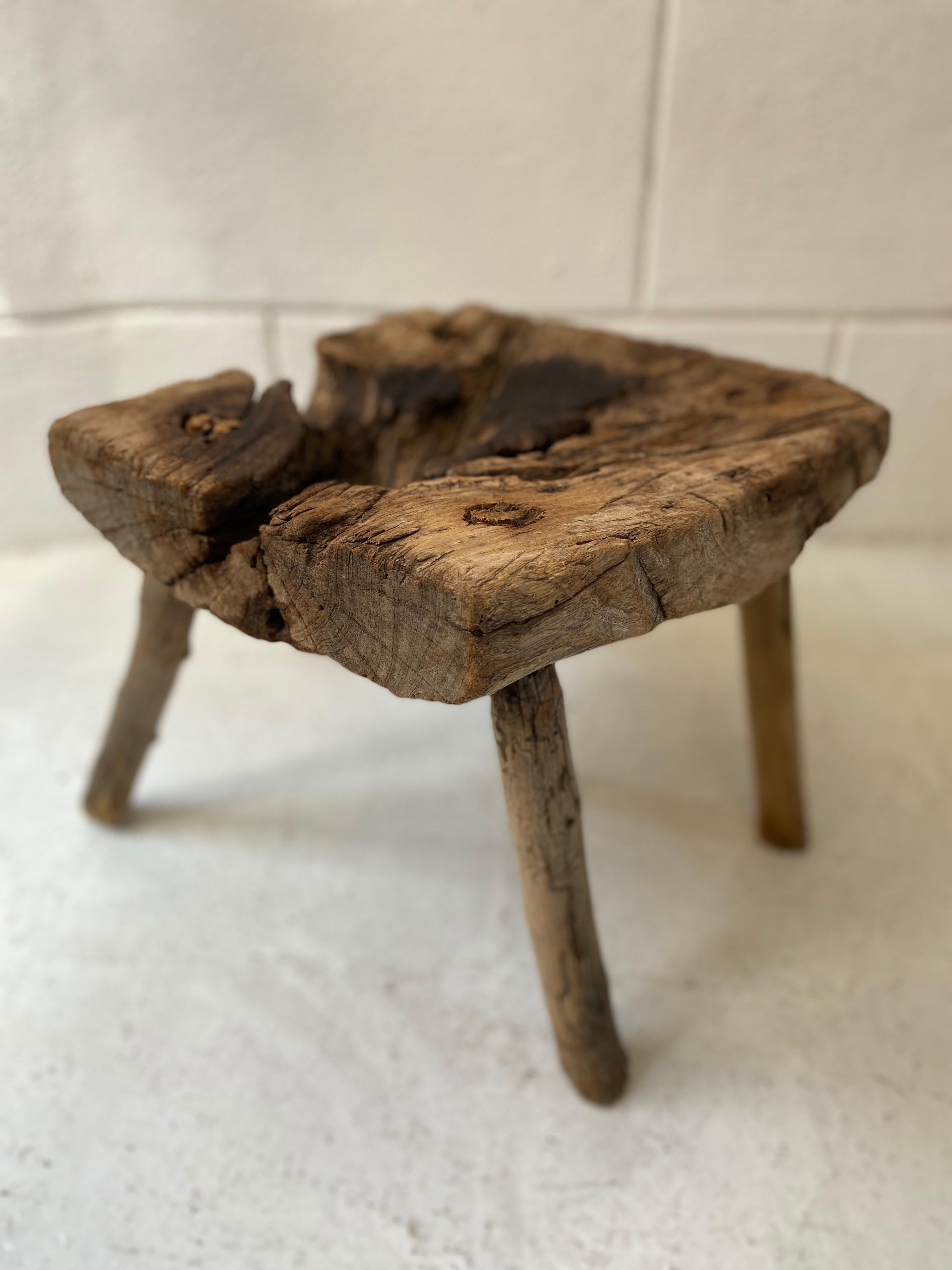 Mexican Mesquite Stool from Mexico, circa 1950s