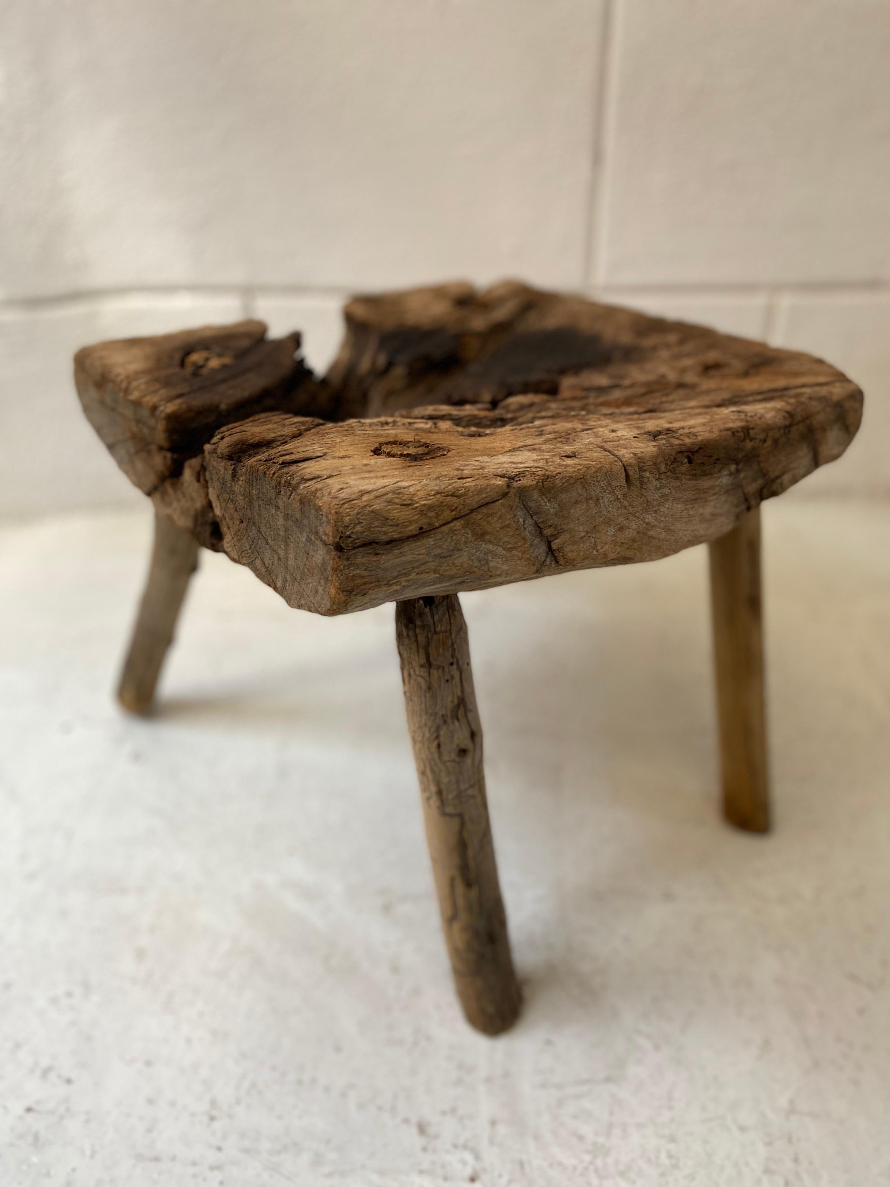 Hand-Crafted Mesquite Stool from Mexico, circa 1950s