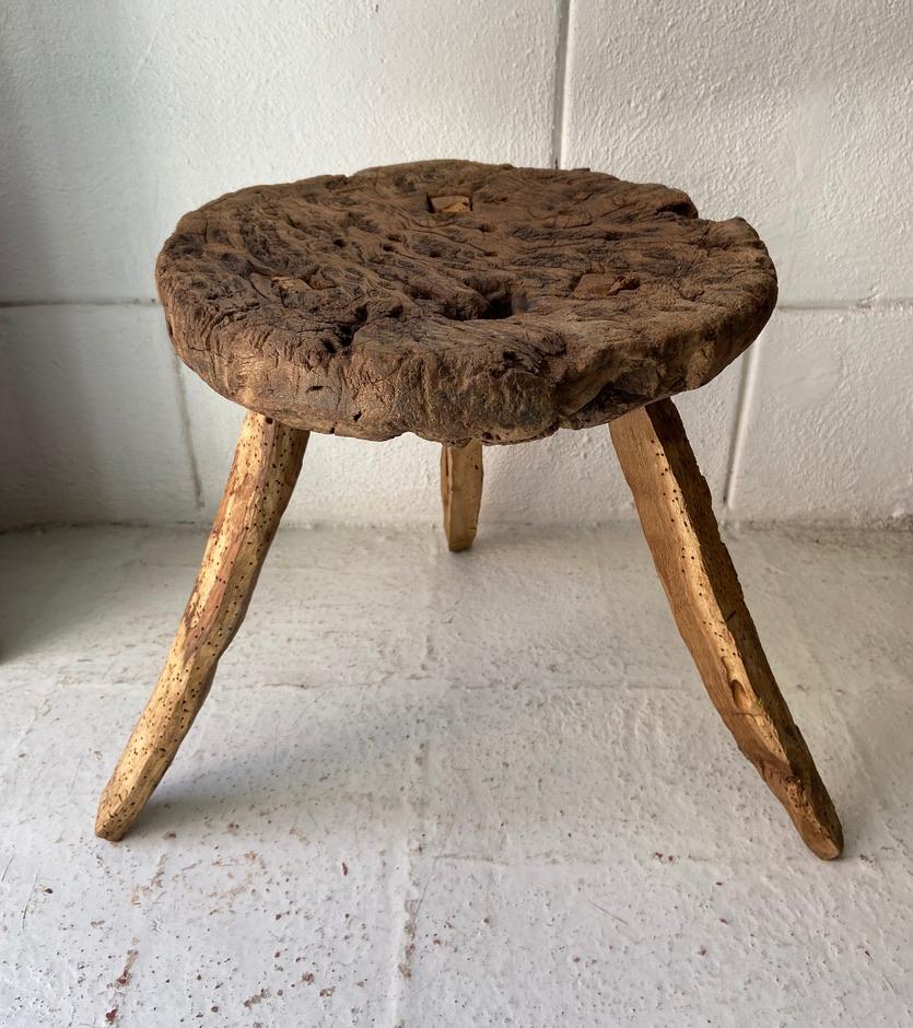 Rustic Mesquite Stool From Mexico, Early 20th Century