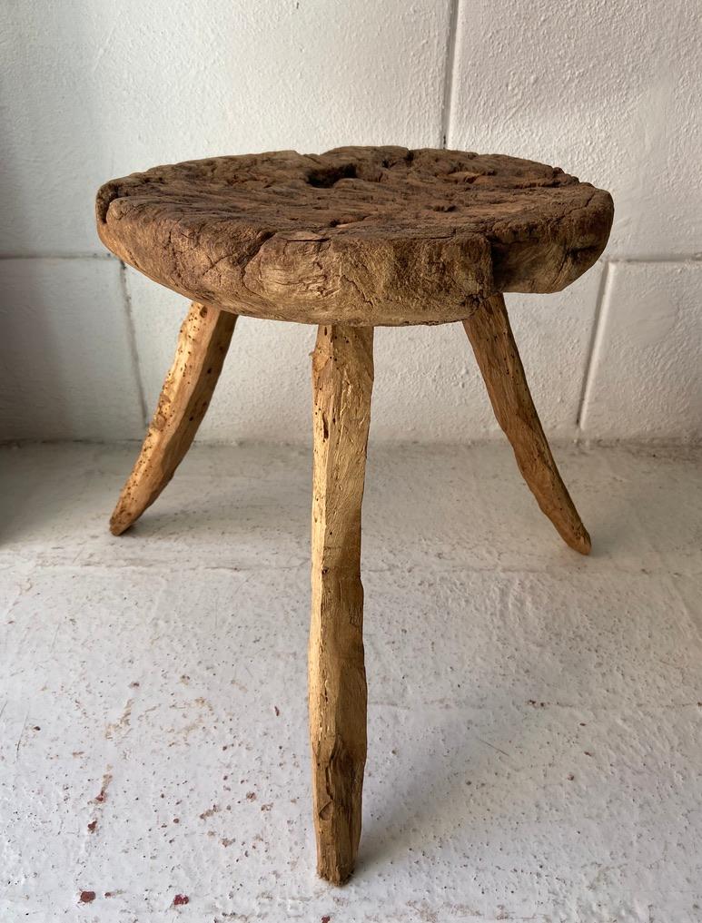 Mesquite Stool From Mexico, Early 20th Century In Distressed Condition In San Miguel de Allende, Guanajuato