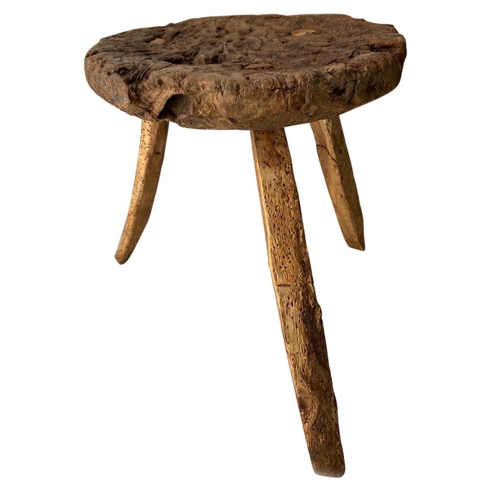 Mesquite Stool From Mexico, Early 20th Century