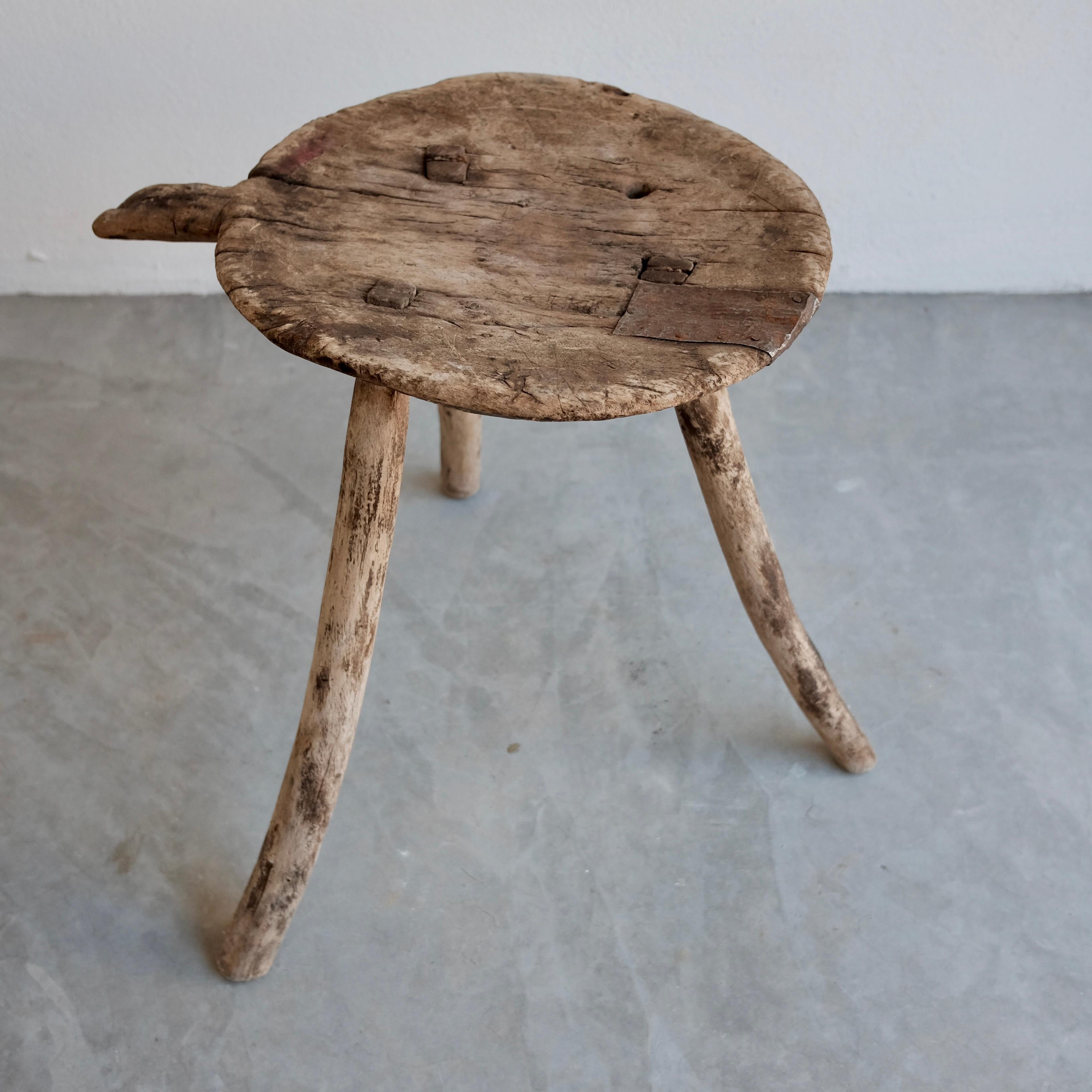 Hardwood Mesquite Stool with Handle from Mexico