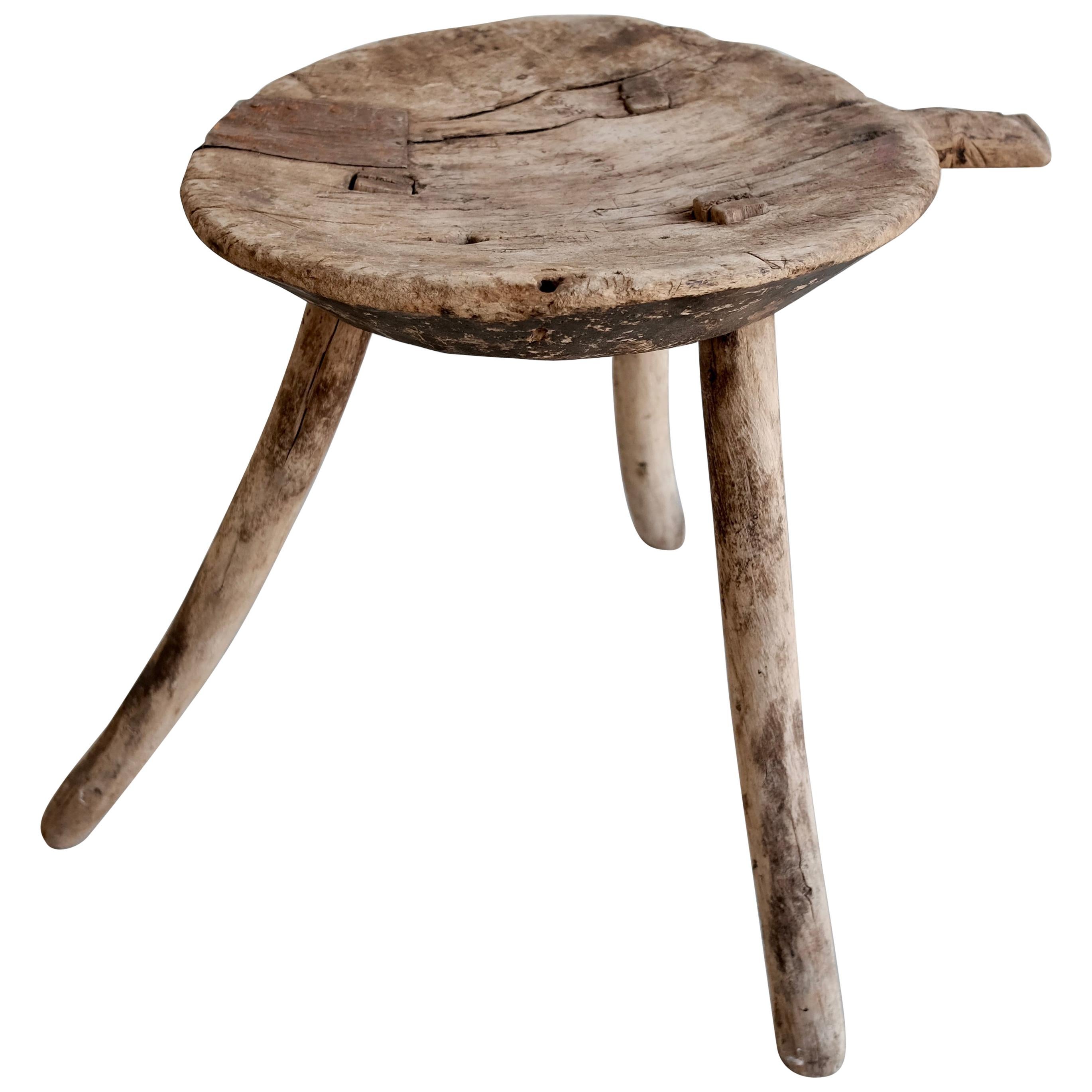 Mesquite Stool with Handle from Mexico