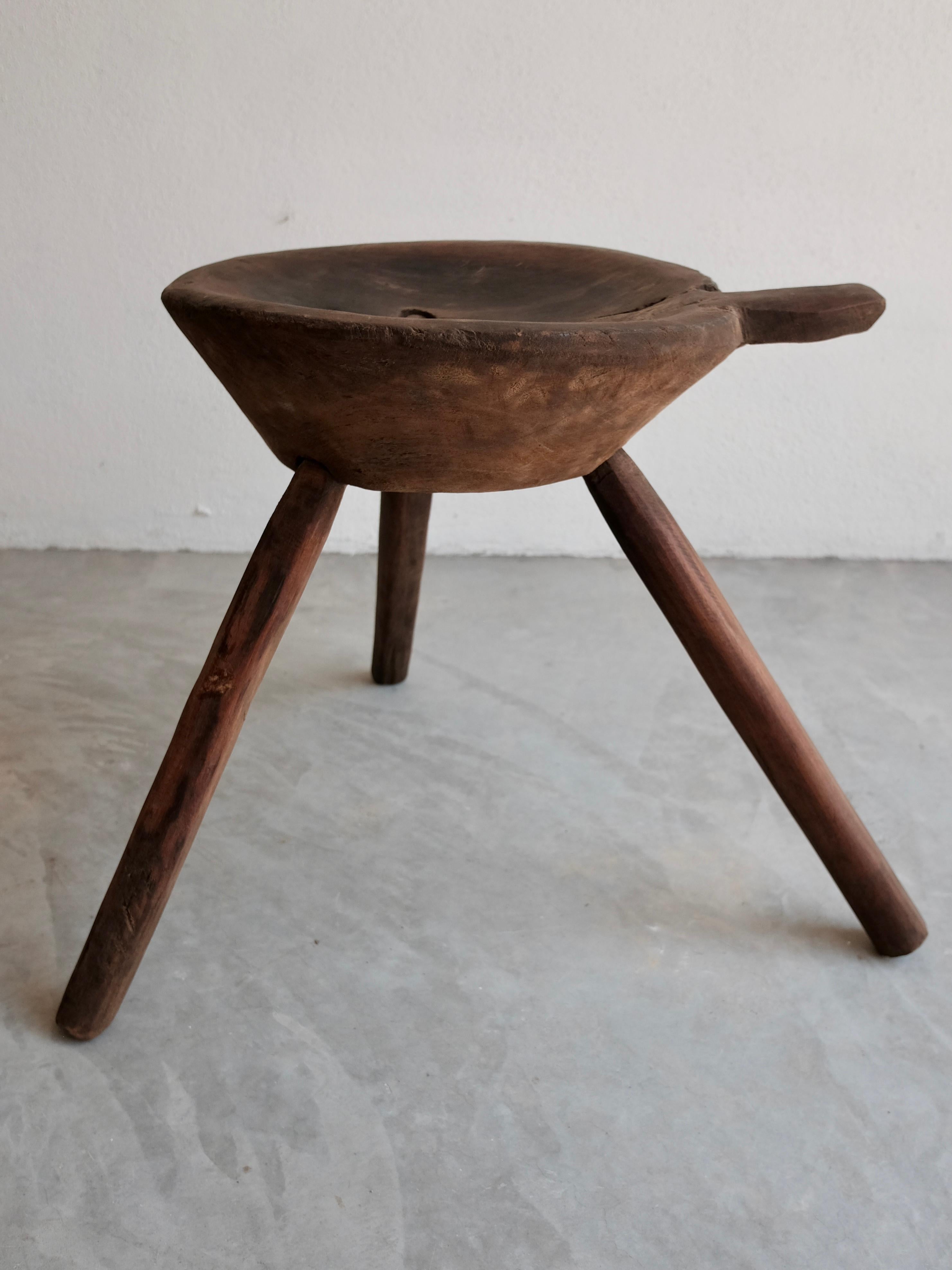 Late 20th Century Mesquite Work Stool from Mexico
