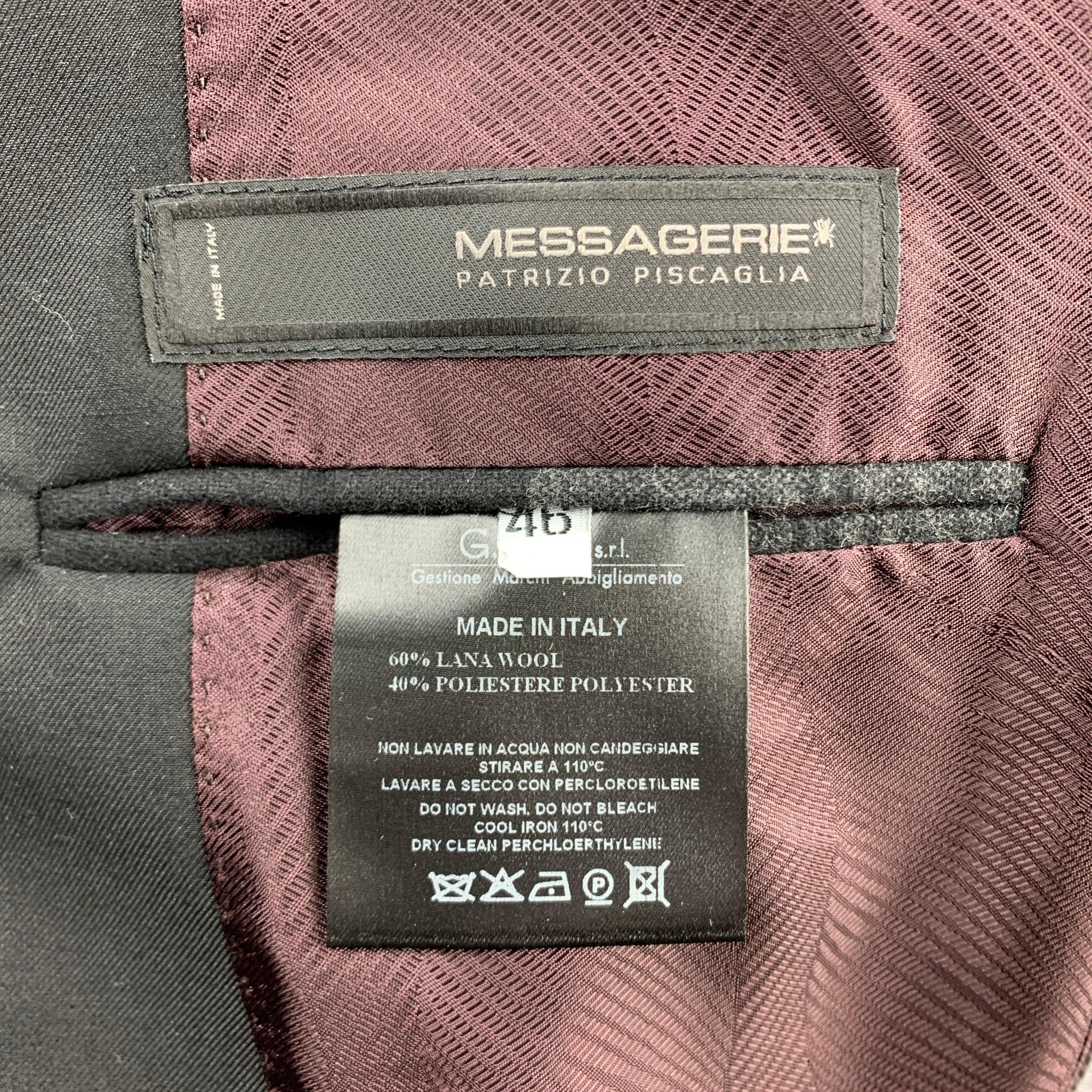 MESSAGERIE Talla 36 Gris y Negro A cuadros Mezcla de Lana Solapa de Pico Abrigo de deporte 2