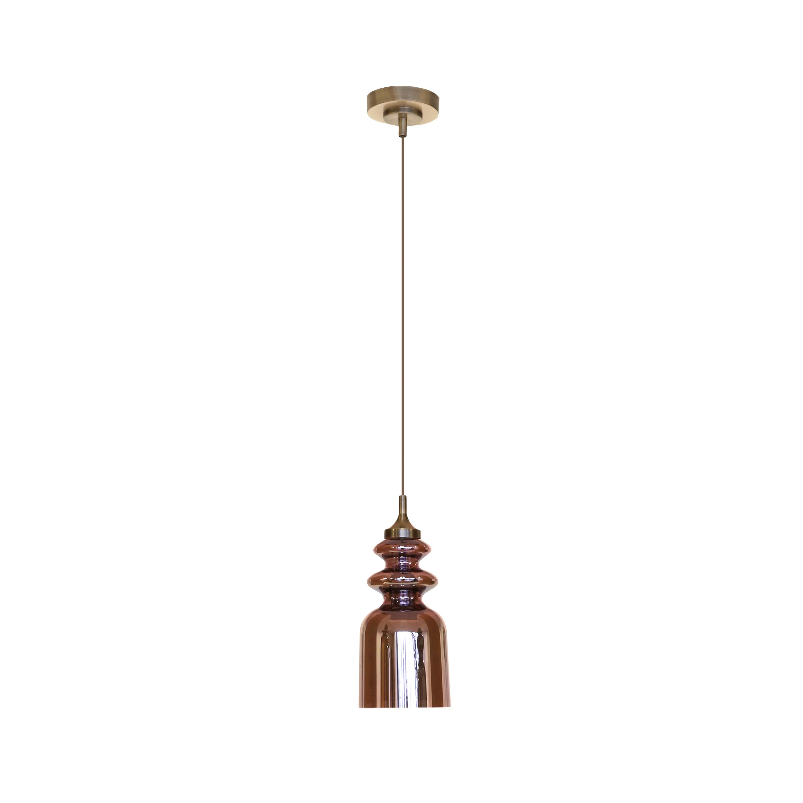 Lampe à suspension Messalina avec structure en bronze satiné et rose antique