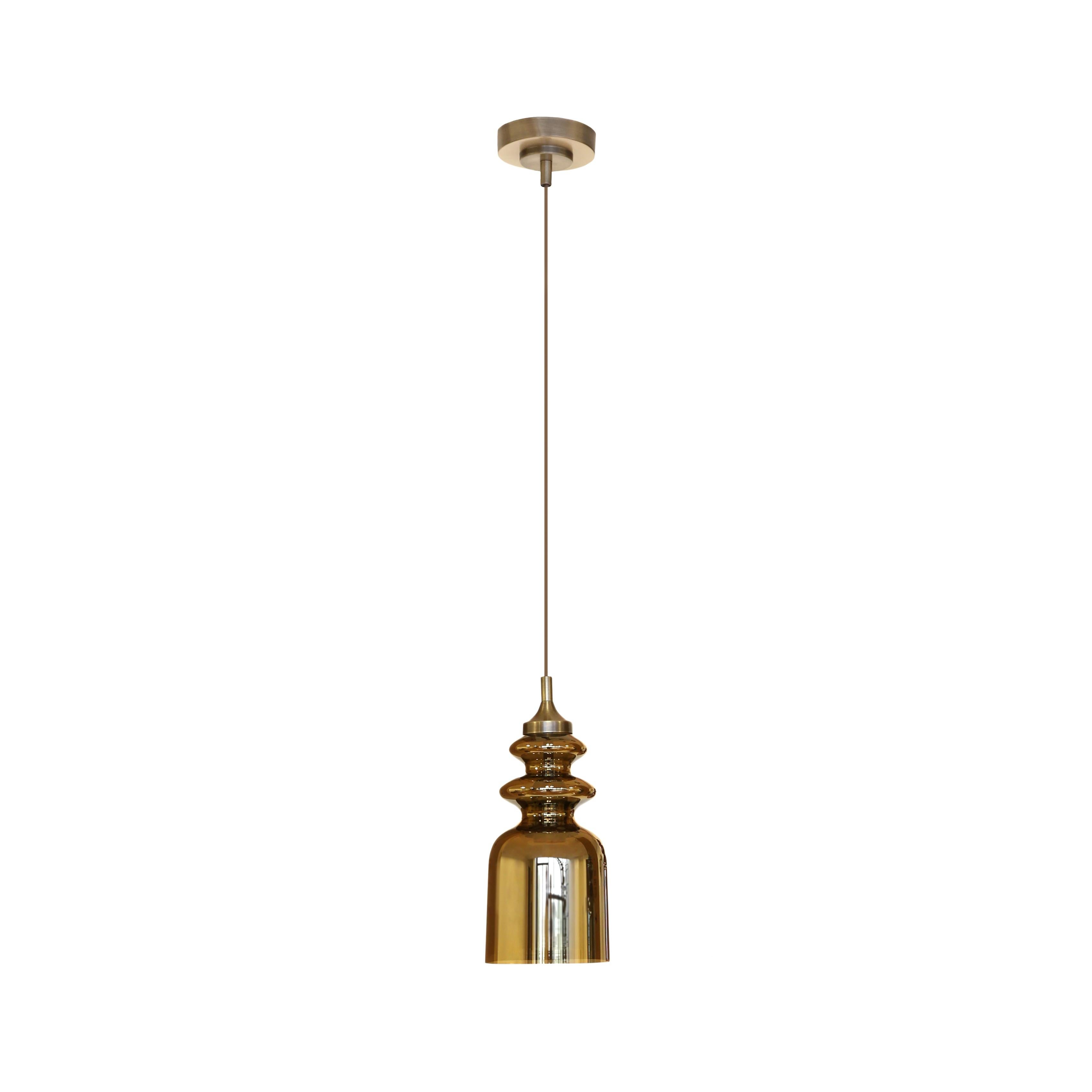 Lampe à suspension Messalina avec structure en bronze satiné et métal ambré foncé en vente