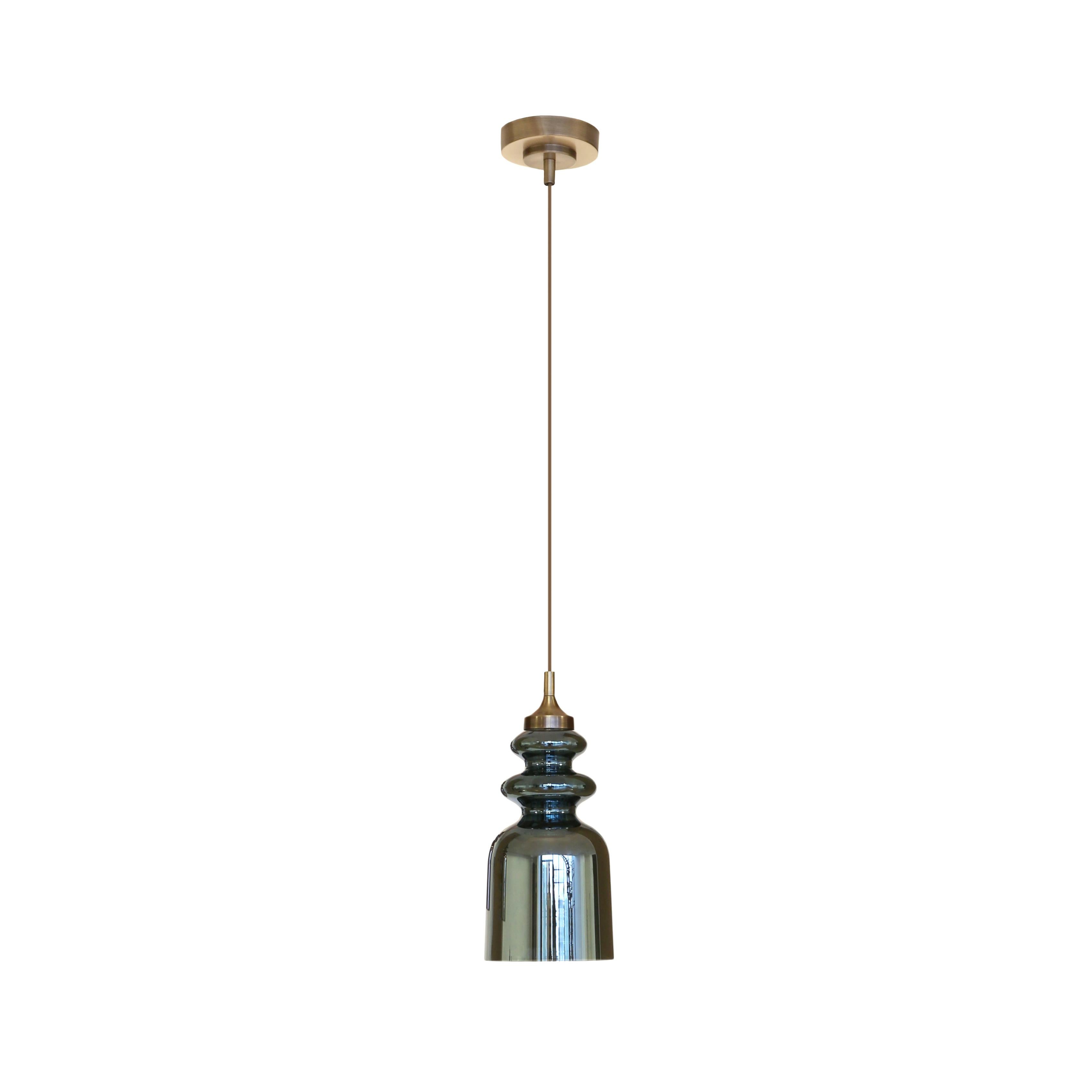 Messalina Suspension Light with Satin Bronze Structure and Petrol Blue For  Sale at 1stDibs