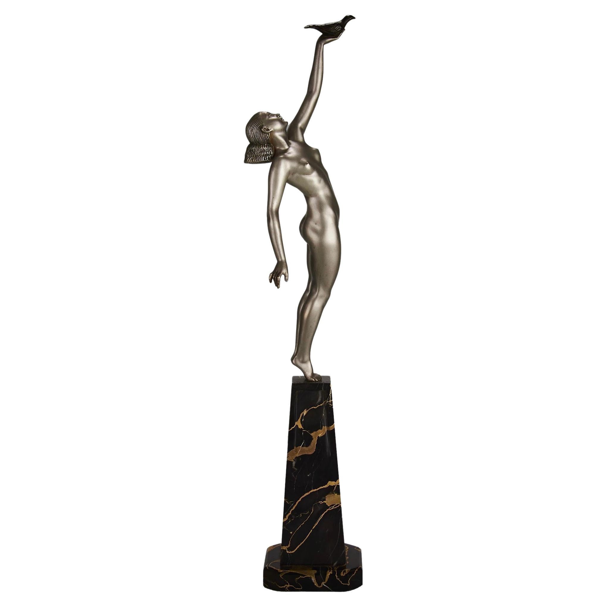 “Messenger of Love” Iconic Art Deco Bronze by Pierre le Faguays, circa 1930