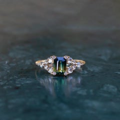 Messenger of the Sky Ring in 14K Gold & Teal Sapphire by Anastassia Sel Jewelry