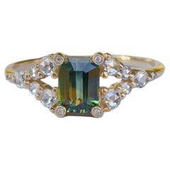 Messenger of the Sky Ring in 14K Gold & Teal Sapphire by Anastassia Sel Jewelry