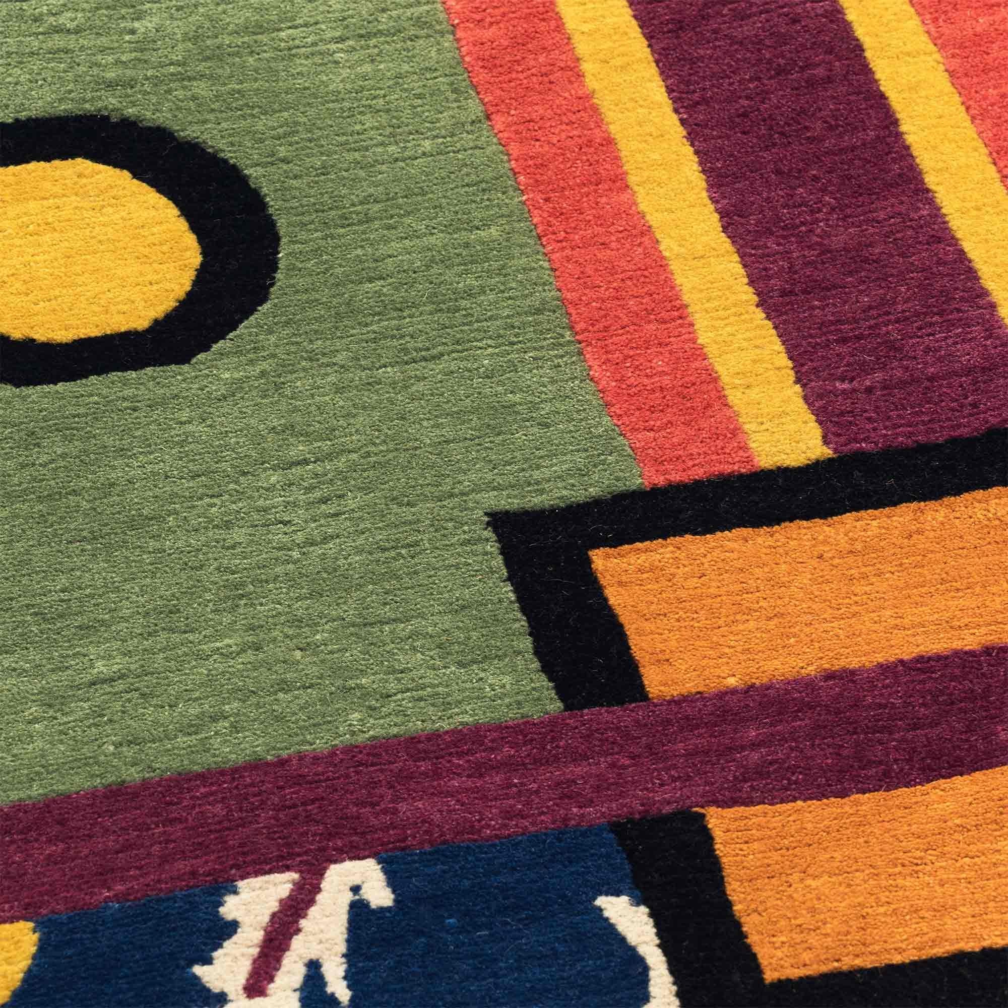 MESSICO woollen carpet by Nathalie du Pasquier for Post Design collection/Memphis

A woollen carpet handcrafted by different Nepalese artisans. Made in a limited edition of 36 signed, numbered examples.

As the carpet is made by hand, there are