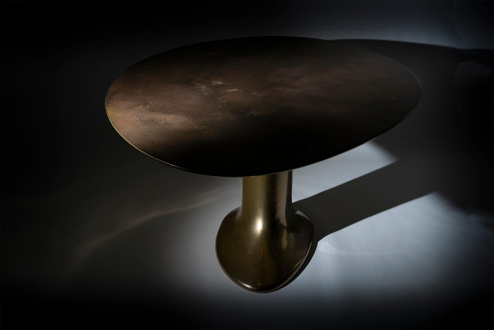 European Messier 104, 21st Century Sculptured Oval Bronzed Dining Table For Sale