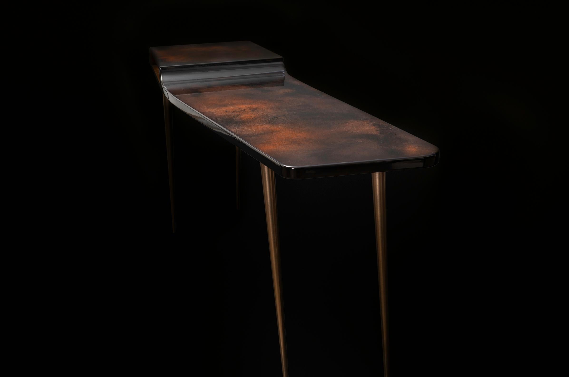 Contemporary Messier 77 Console, 21st Century Modern Luxury Gold and Copper Desk Console For Sale