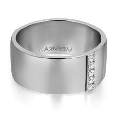Messika 0.07Cttw Kate Diamond Wide Band Ring 18K White Gold Size 52 US 6