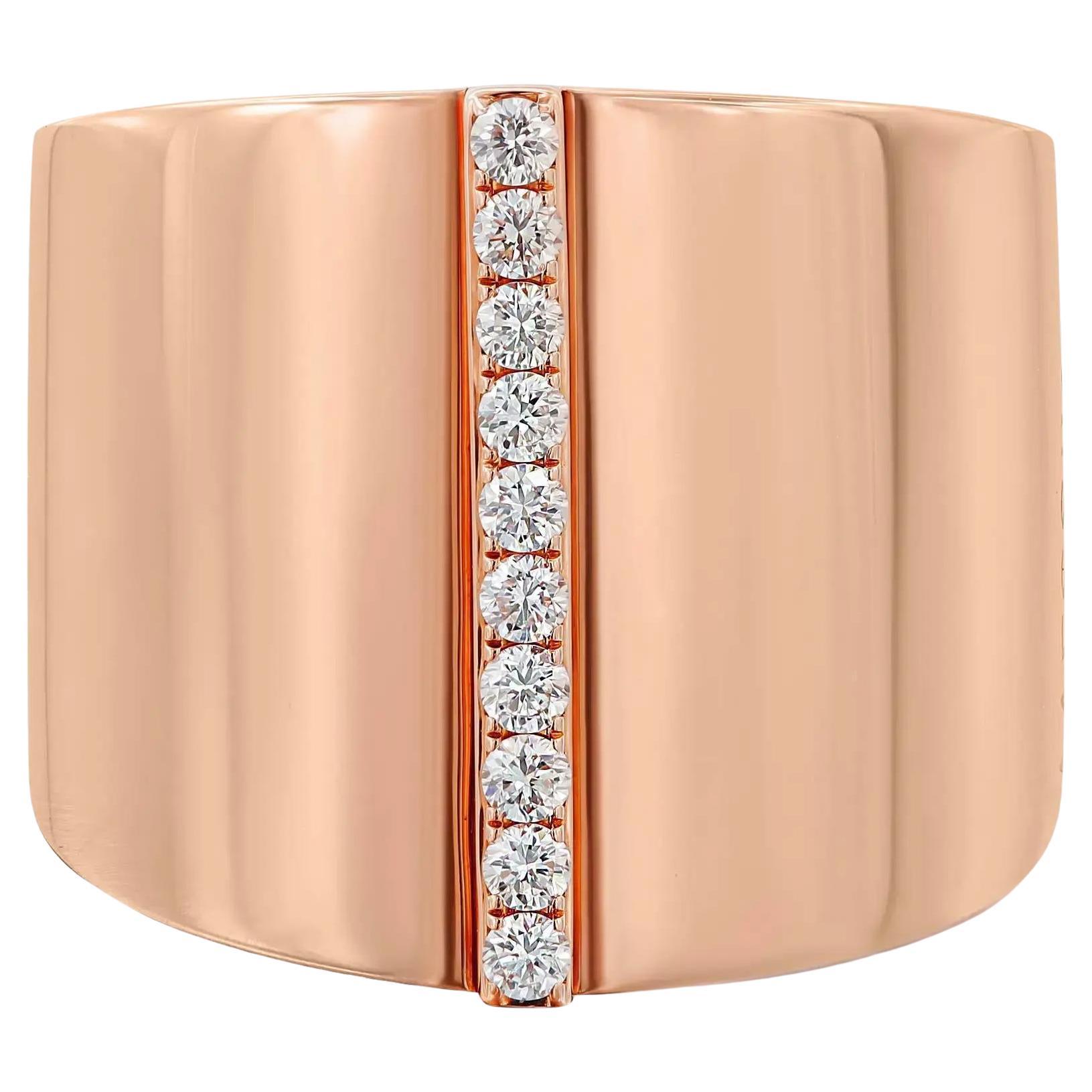 Messika 0.17Cttw Kate Diamond Wide Band Ring 18K Rose Gold Size 53 US 6.5 For Sale