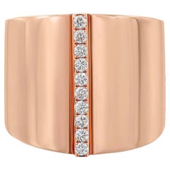 Messika 0.17Cttw Kate Diamond Wide Band Ring 18K Rose Gold Size 53 US 6.5
