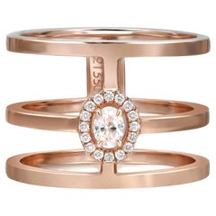 Messika 0.22Cttw Glam'Azone 3 Row Diamond Band Ring 18K Rose Gold Size 54 US 7