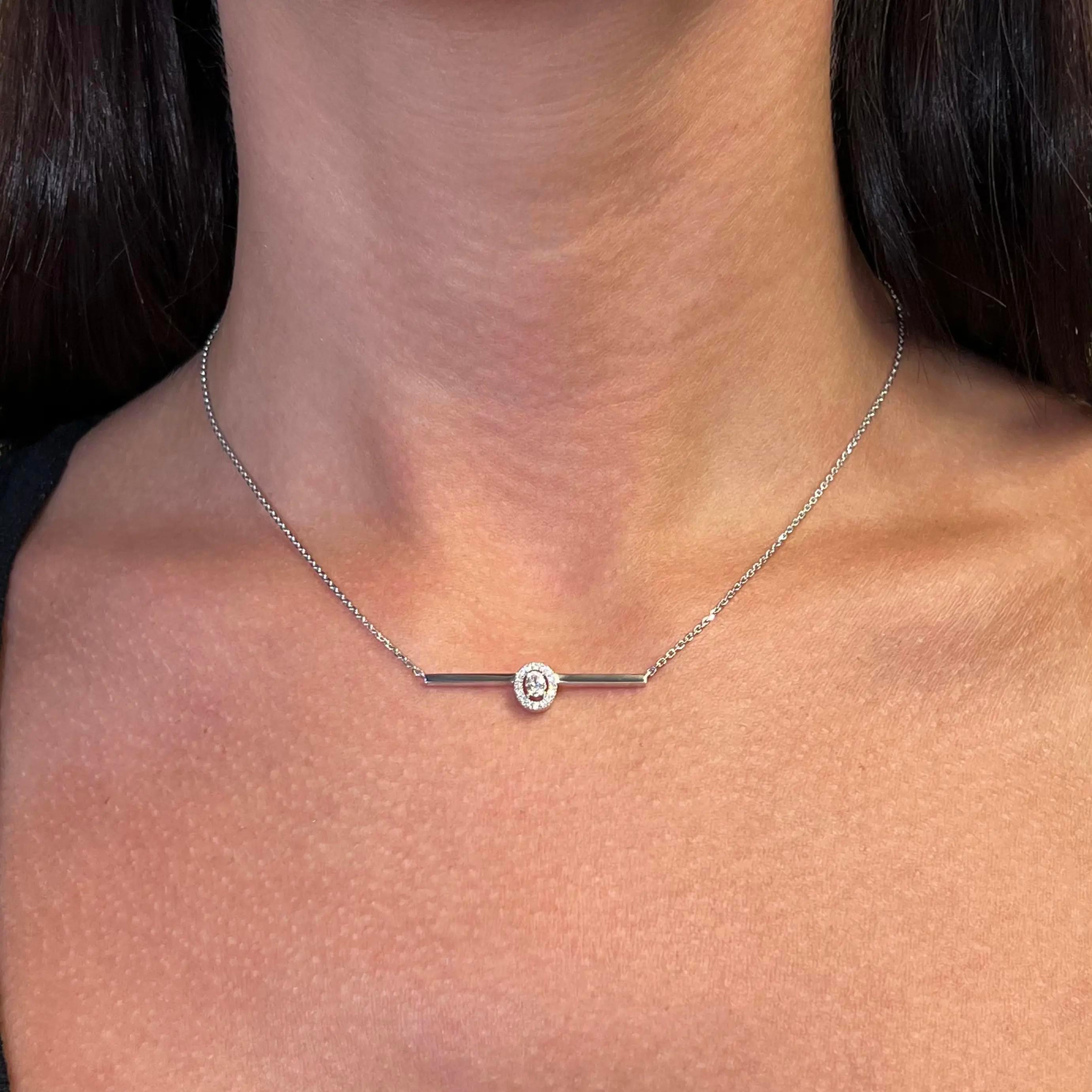 Modern Messika 0.22Cttw Glam'Azone Diamond Bar Necklace 18K White Gold 17.5 Inches  For Sale