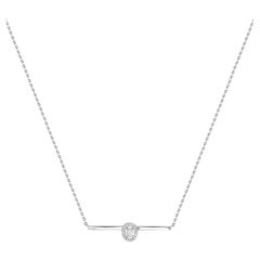 Messika 0.22Cttw Glam'Azone Diamond Bar Necklace 18K White Gold 17.5 Inches 