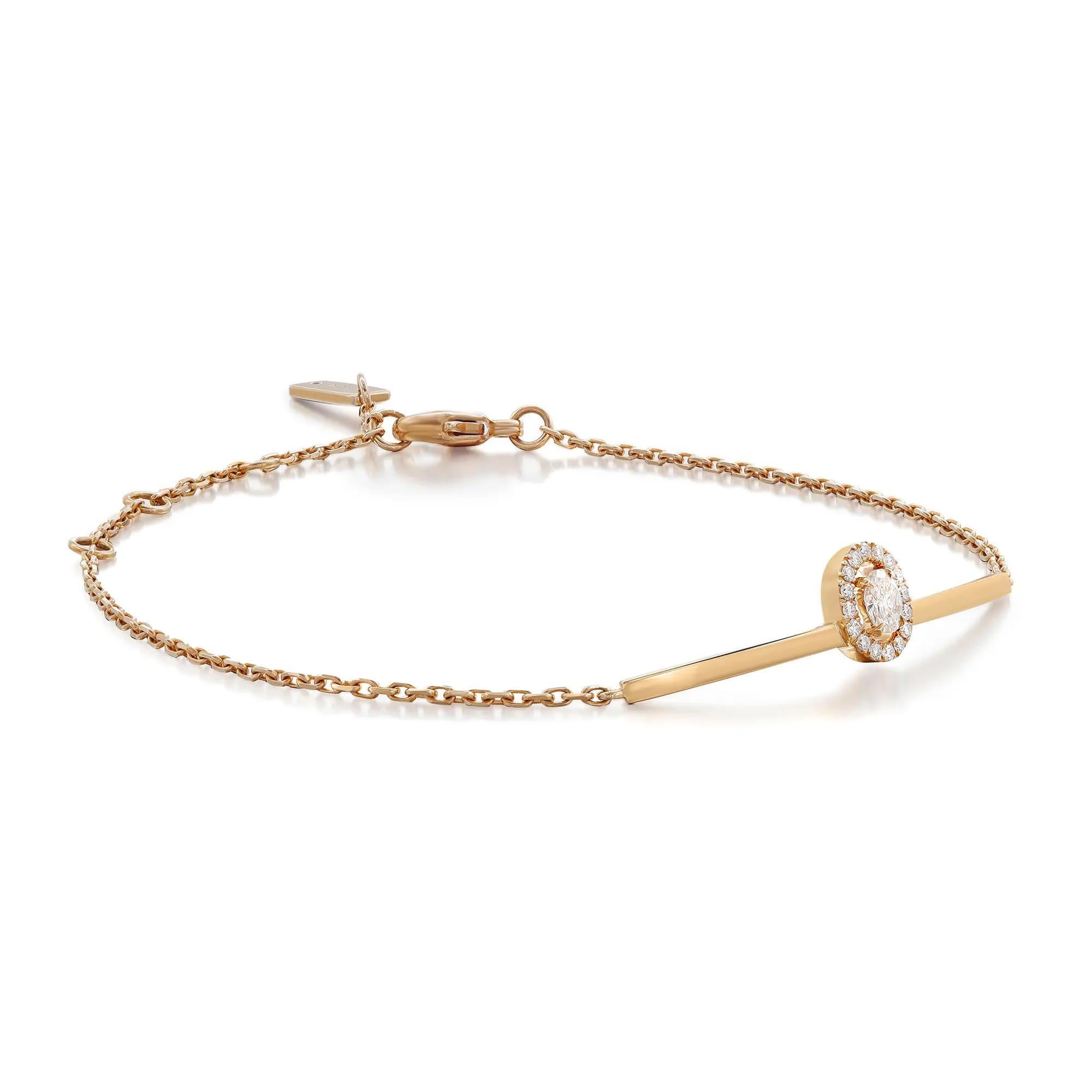 Moderne Messika 0.22Cttw Glam'Azone Diamond Chain Bracelet 18K Rose Gold 8 Inches en vente