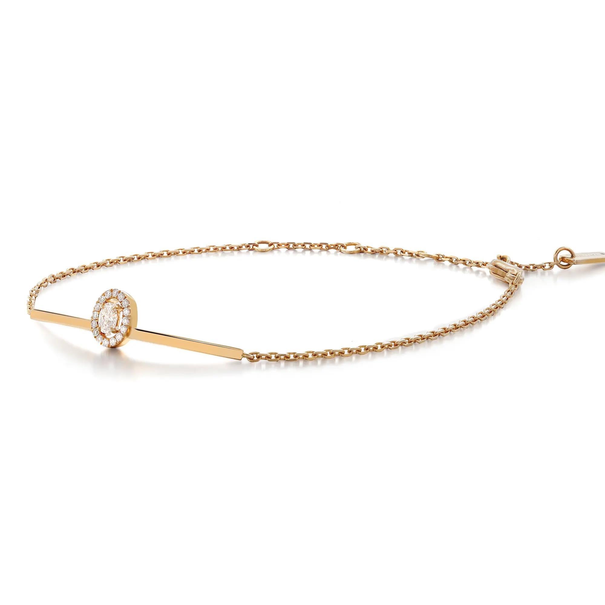 Taille ovale Messika 0.22Cttw Glam'Azone Diamond Chain Bracelet 18K Rose Gold 8 Inches en vente