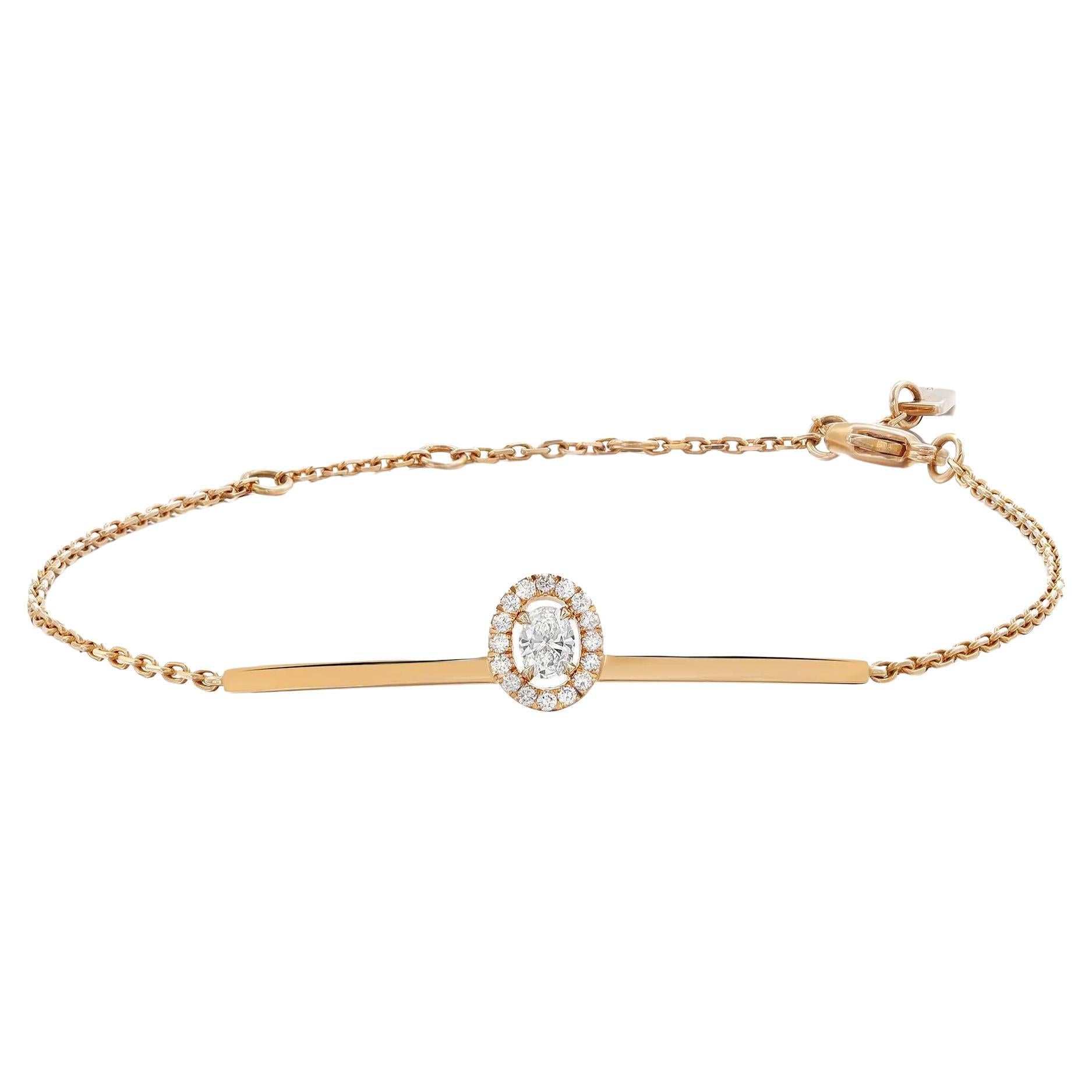 Messika 0.22Cttw Glam'Azone Diamond Chain Bracelet 18K Rose Gold 8 Inches For Sale