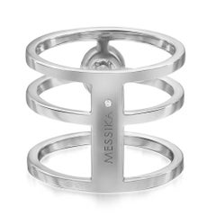 Messika 0.22Ctw Glam'Azone 3 Row Diamond Band Ring 18K White Gold SZ 54 US 7