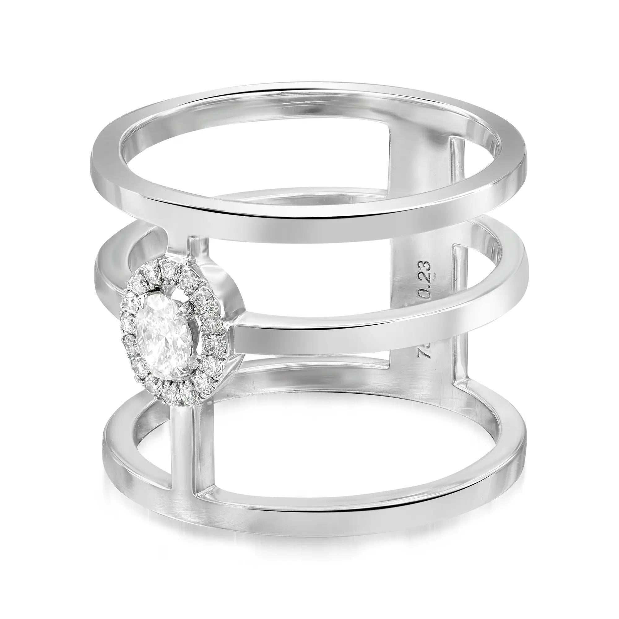 Moderne Messika Bague en or blanc 18 carats à 3 rangées de diamants 0,22 ct. pt. Glam'Azone Taille 54 US 7 en vente