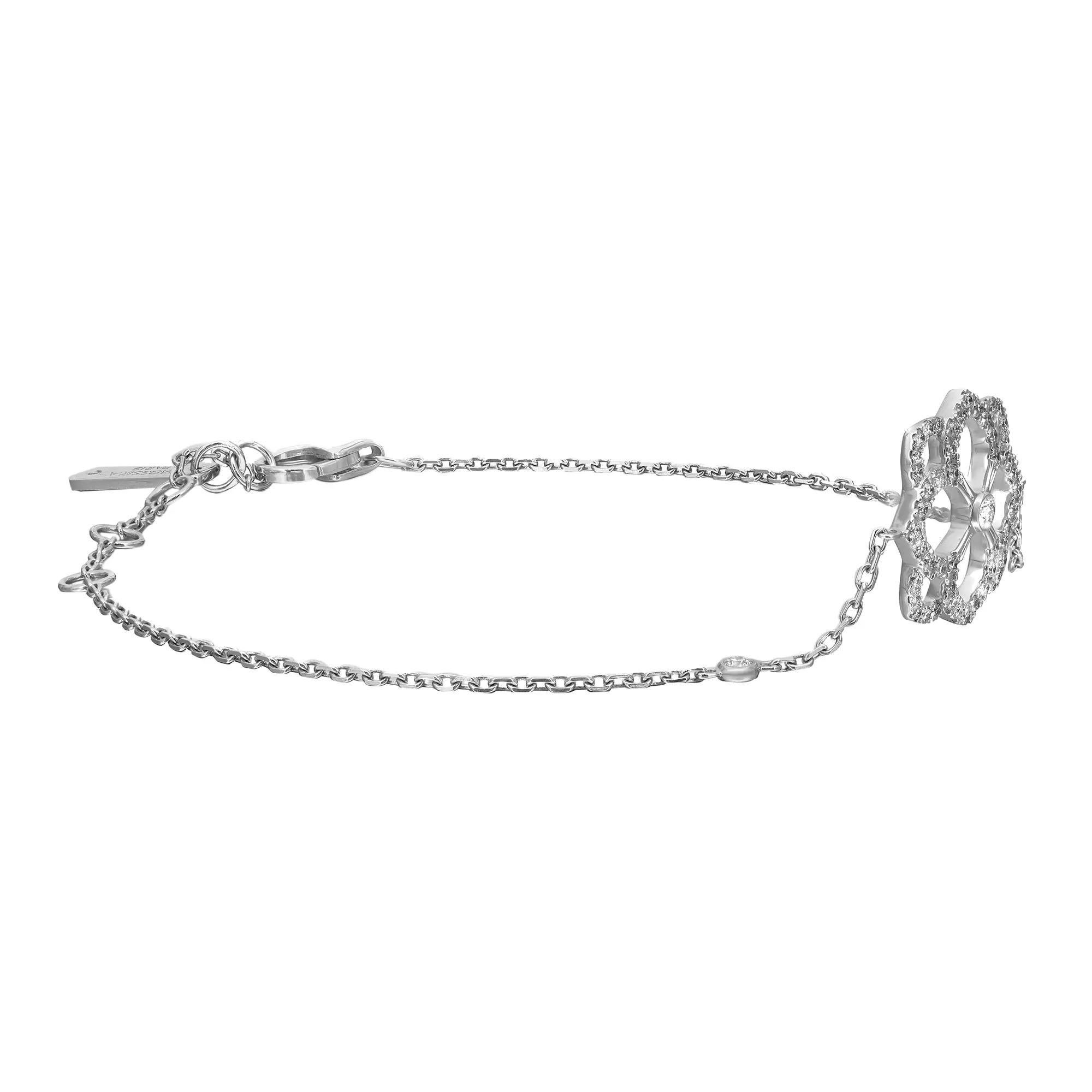 Taille ronde Messika 0.25Cttw Eden Diamond Chain Bracelet en or blanc 18K 7.5 Inches en vente