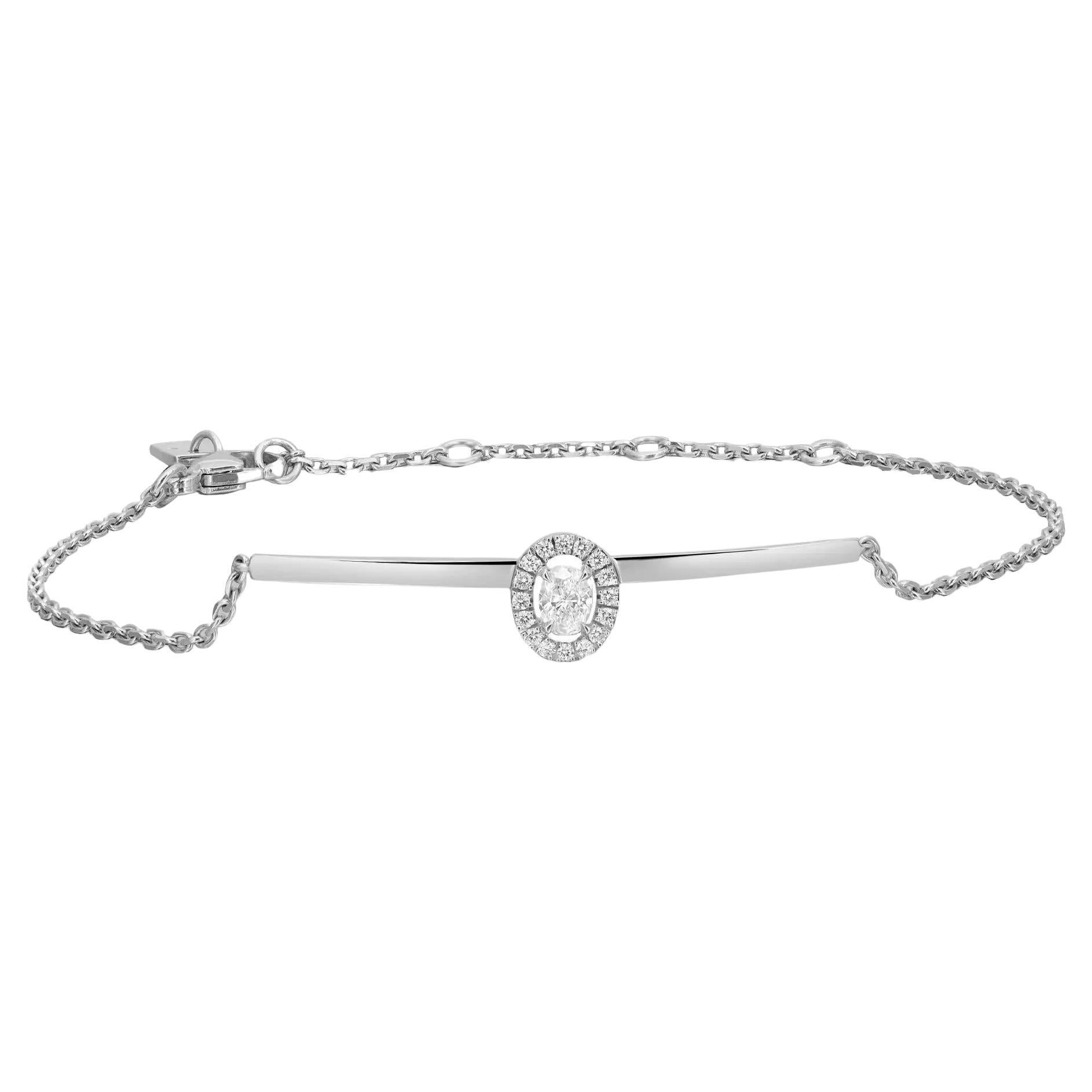 Messika Bracelet à chaîne en or blanc 18 carats avec diamants 0,25 carat poids total en vente