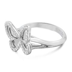 Messika 0.27Cttw Plaque Butterfly Diamond Ring 18K White Gold Size 53 US 6.5
