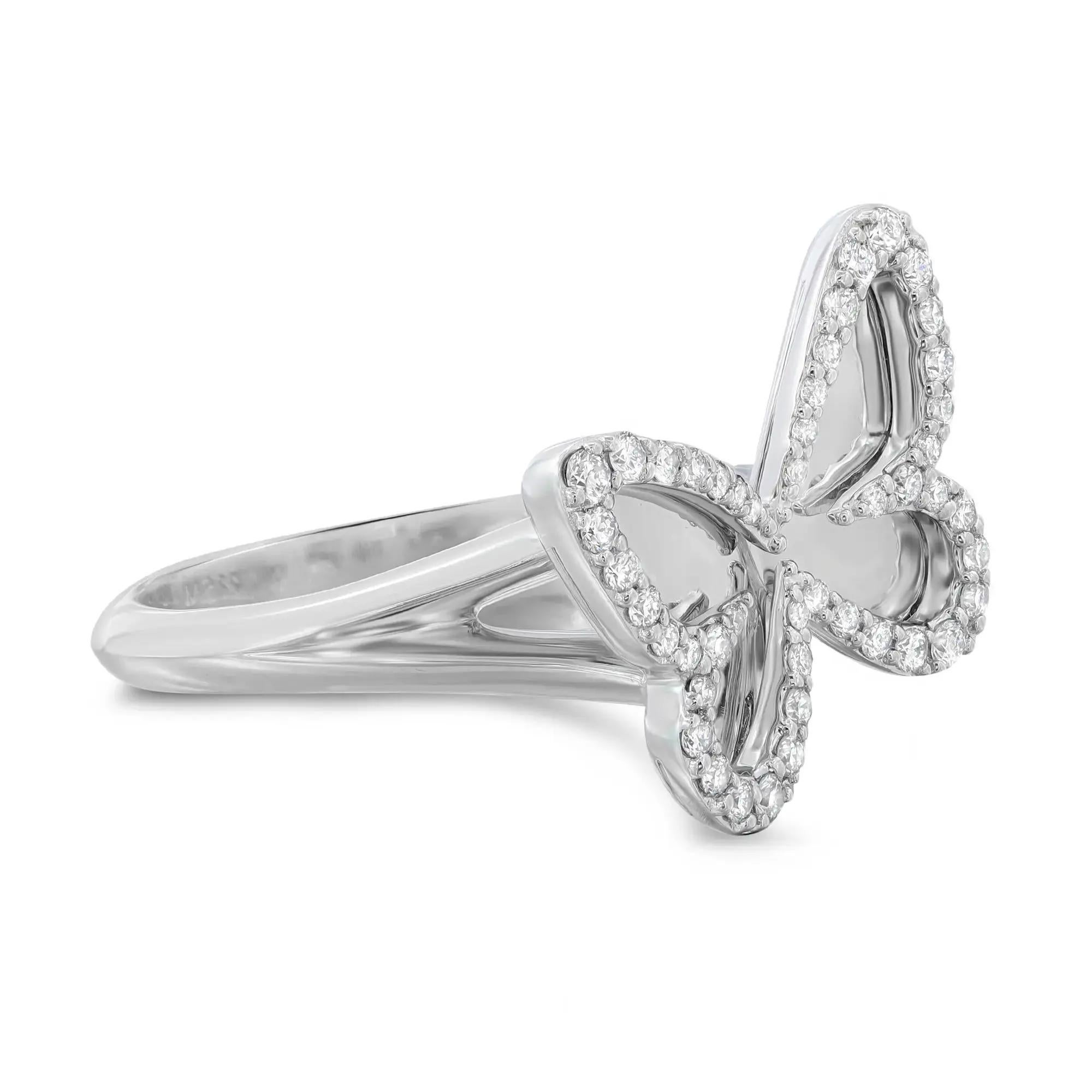 Messika 0,27Cttw Plakette Schmetterling Diamant-Ring 18K Weißgold Größe 53 US 6,5 (Moderne) im Angebot