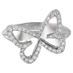 Messika 0.27Cttw Plaque Butterfly Diamond Ring 18K White Gold Size 53 US 6.5