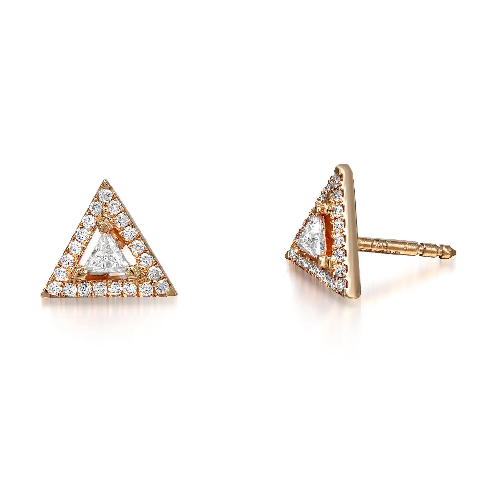 Modern Messika 0.27Cttw Thea Diamond Stud Earrings 18K Rose Gold  For Sale