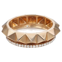 Messika 0.29Cttw Spiky Gatsby Diamond Band Ring 18K Rose Gold Size 53 US 6.5