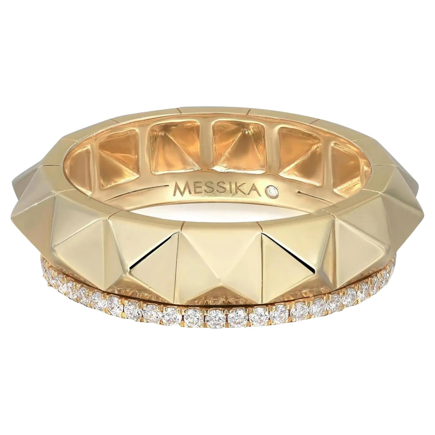 Messika 0,29 Gesamt Spiky Gatsby Diamant-Ring 18K Gelbgold Größe 52 US 6,25 