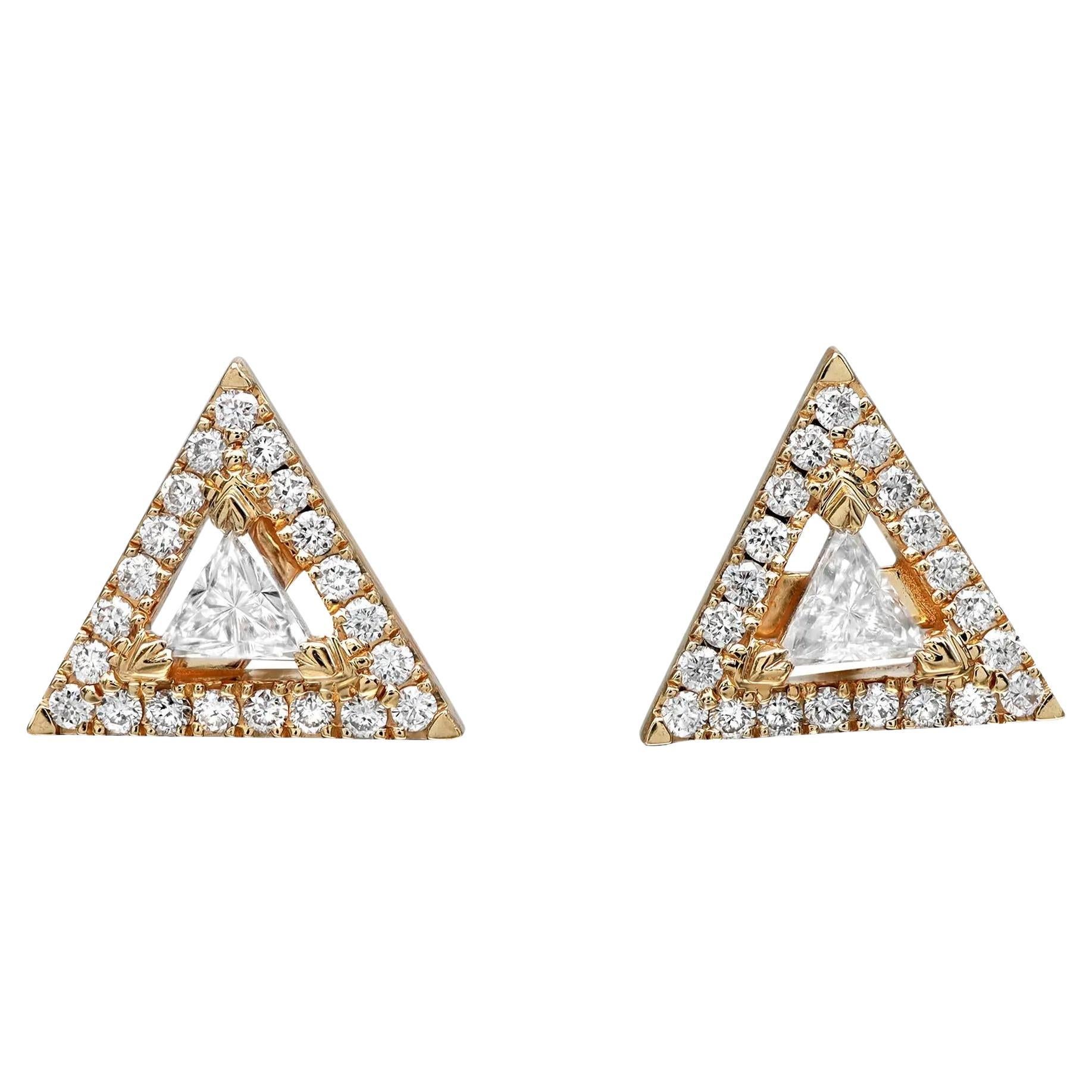 Messika 0.32Cttw Thea Diamond Stud Earrings 18K Yellow Gold  For Sale