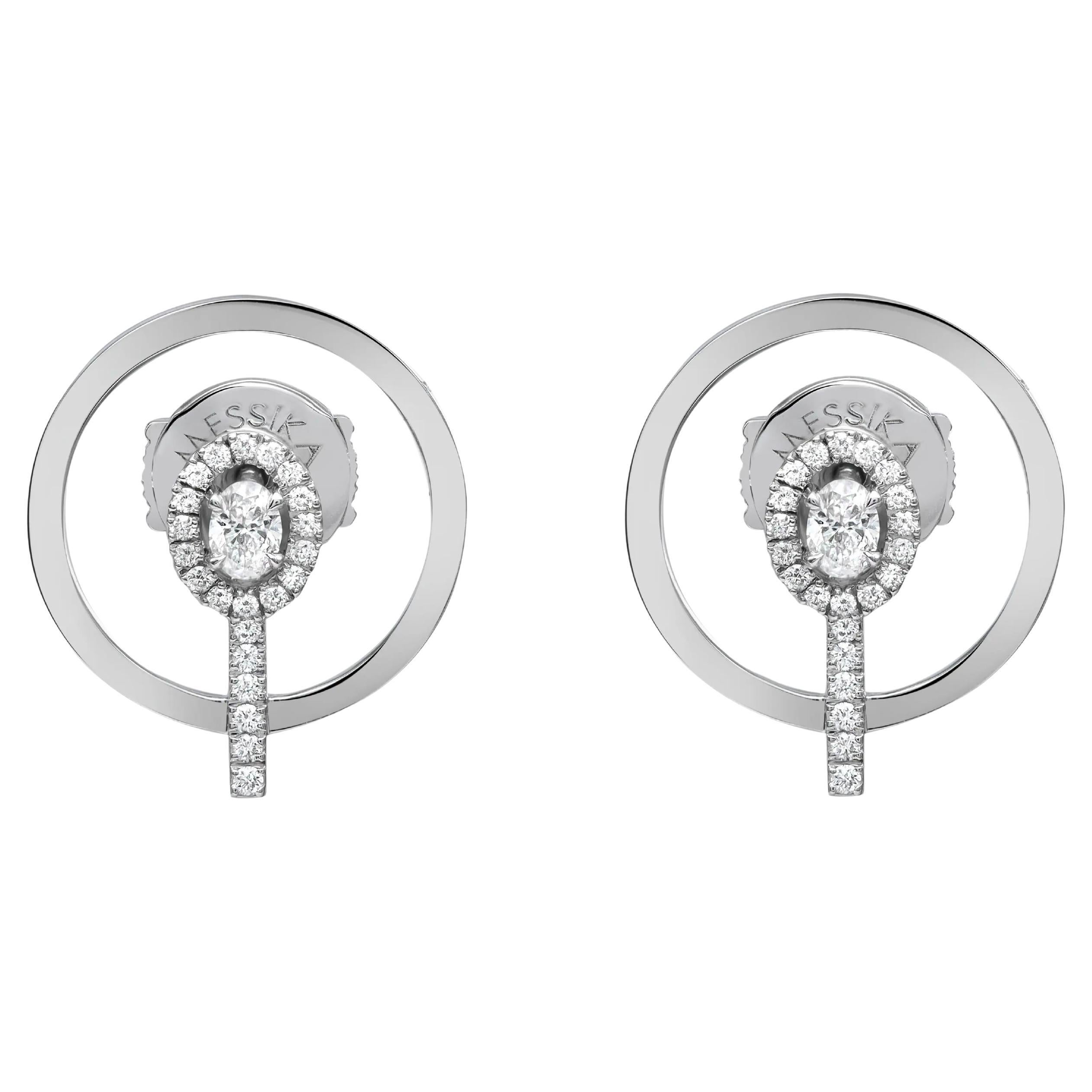 Messika 0.35Cttw Glam'Azone Graphic Diamond Earrings 18K White Gold For Sale