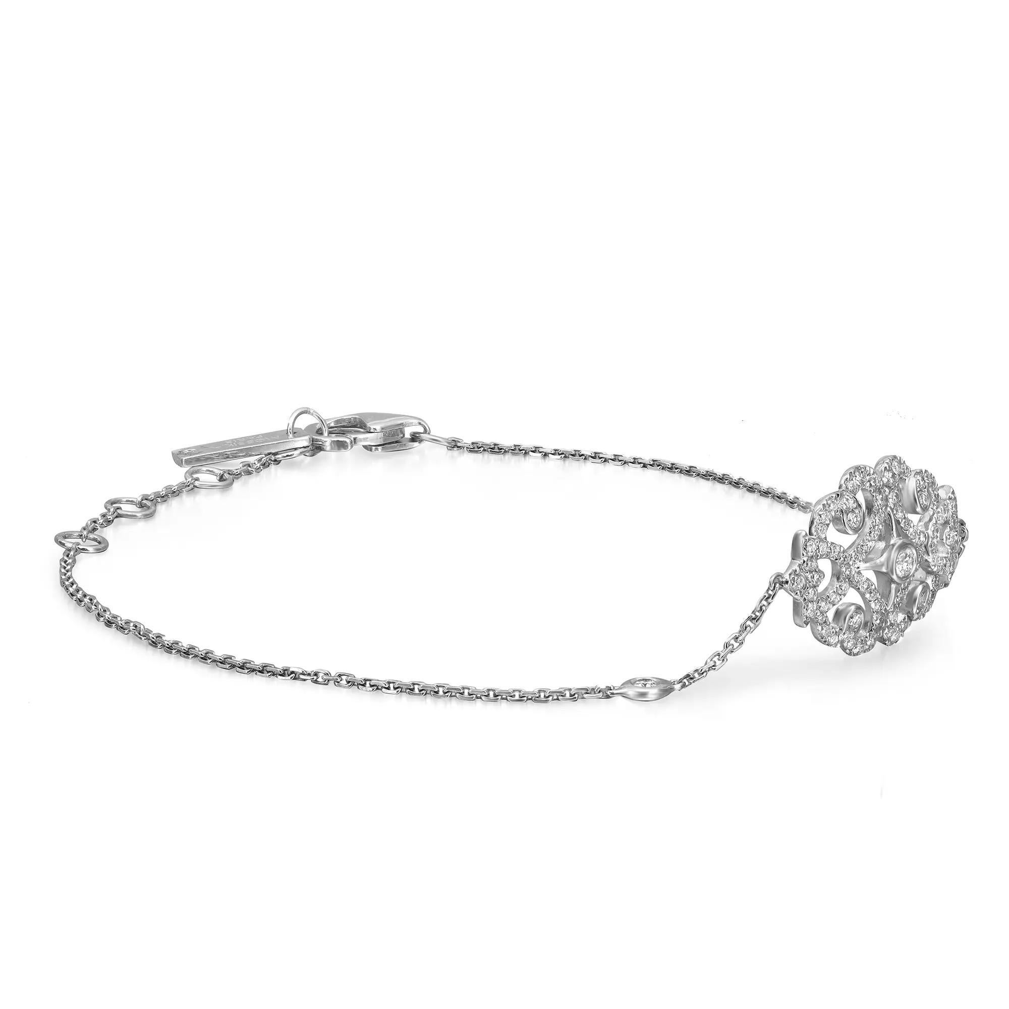 Taille ronde Messika 0.35Cttw Sultane Diamond Chain Bracelet en or blanc 18K 7 Inches en vente